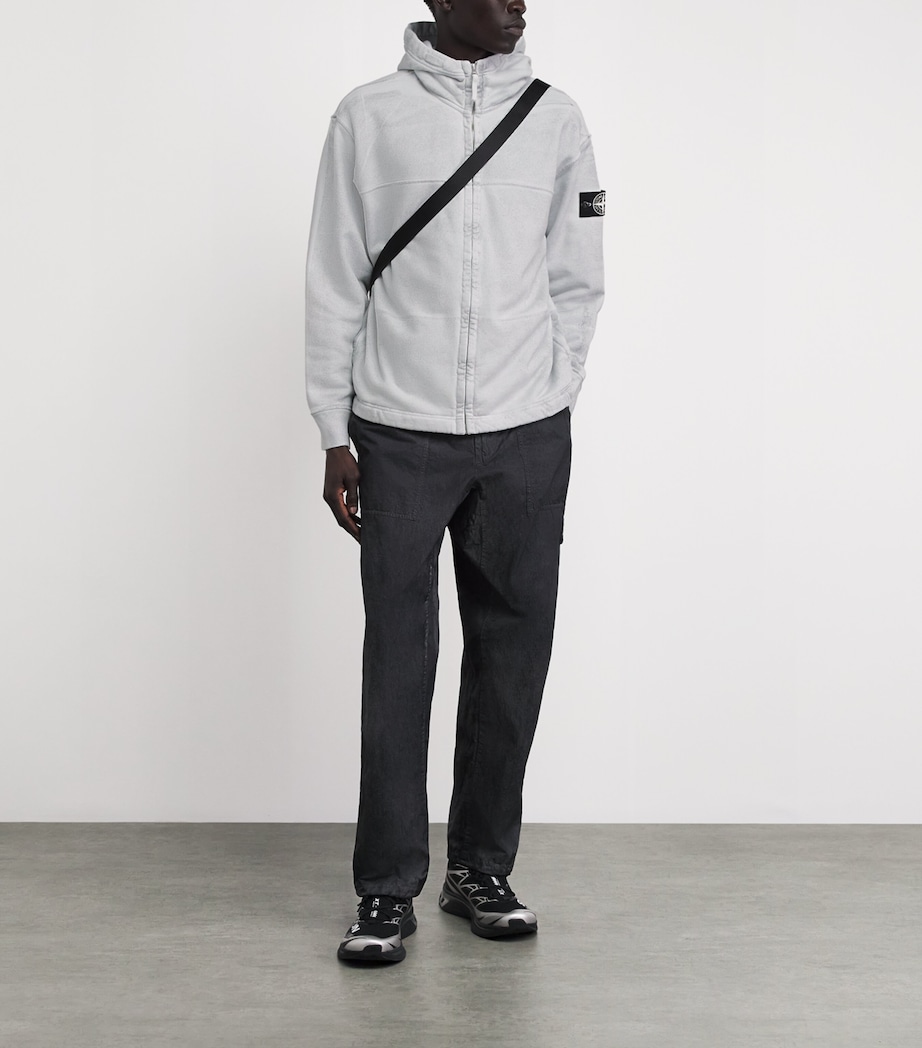 Stone Island Mens Cotton Fleece Laminated Hoodie Image 2