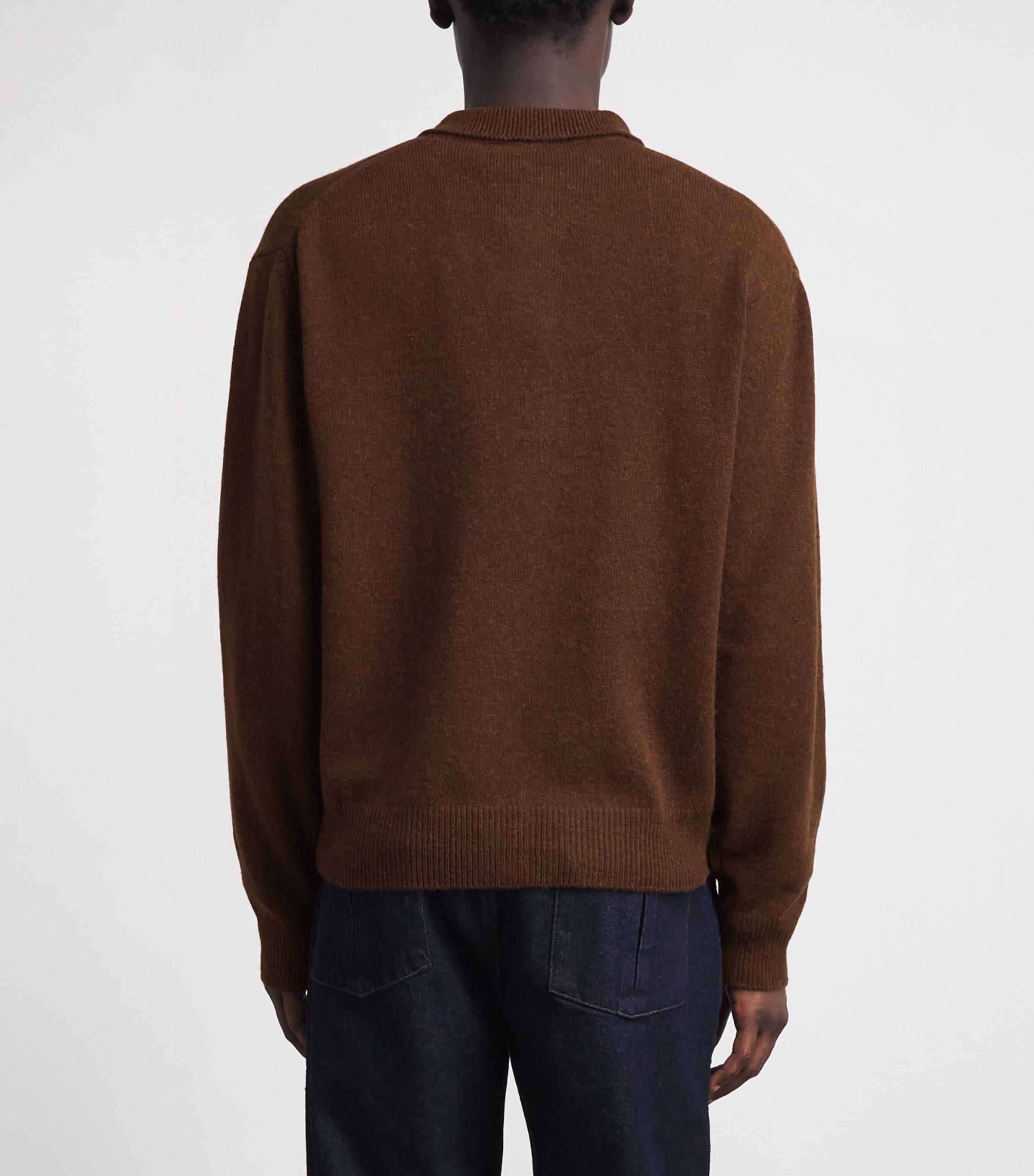 Le 17 Septembre Mens Wool-Alpaca Collar Cardigan Brown Image 5