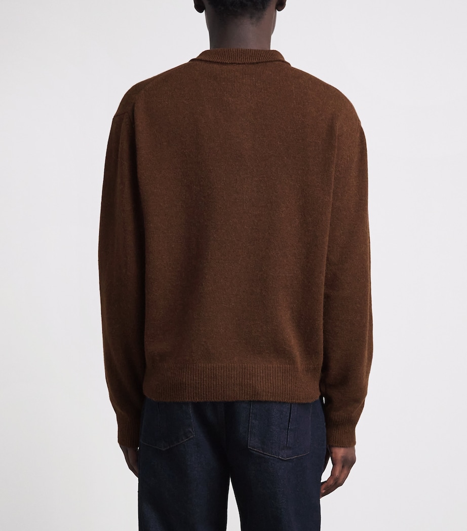 Le 17 Septembre Mens Wool-Alpaca Collar Cardigan Brown Image 5