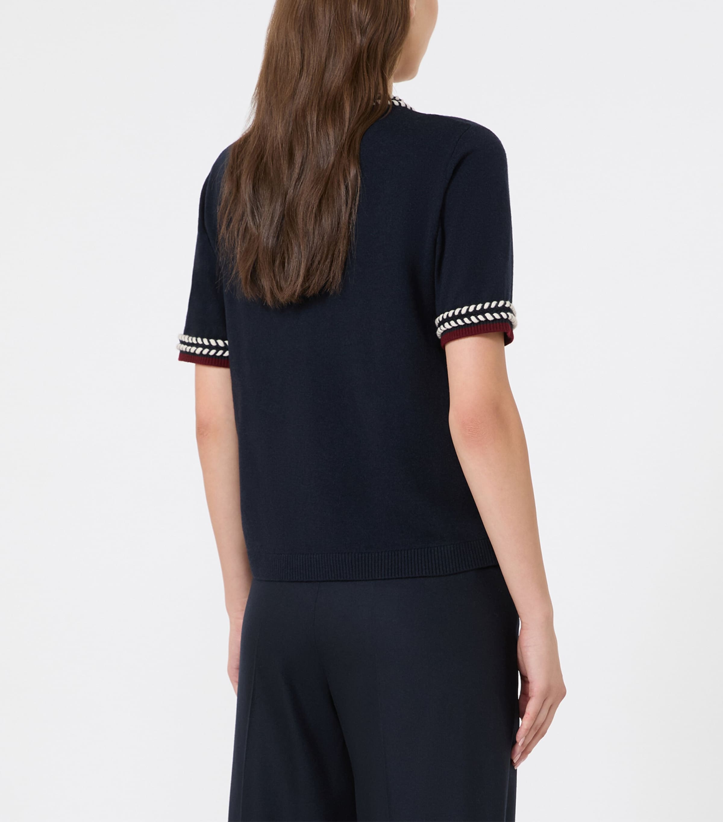 Max Mara Womens Cotton Braid-Detail Sweater Ultramarine Image 4