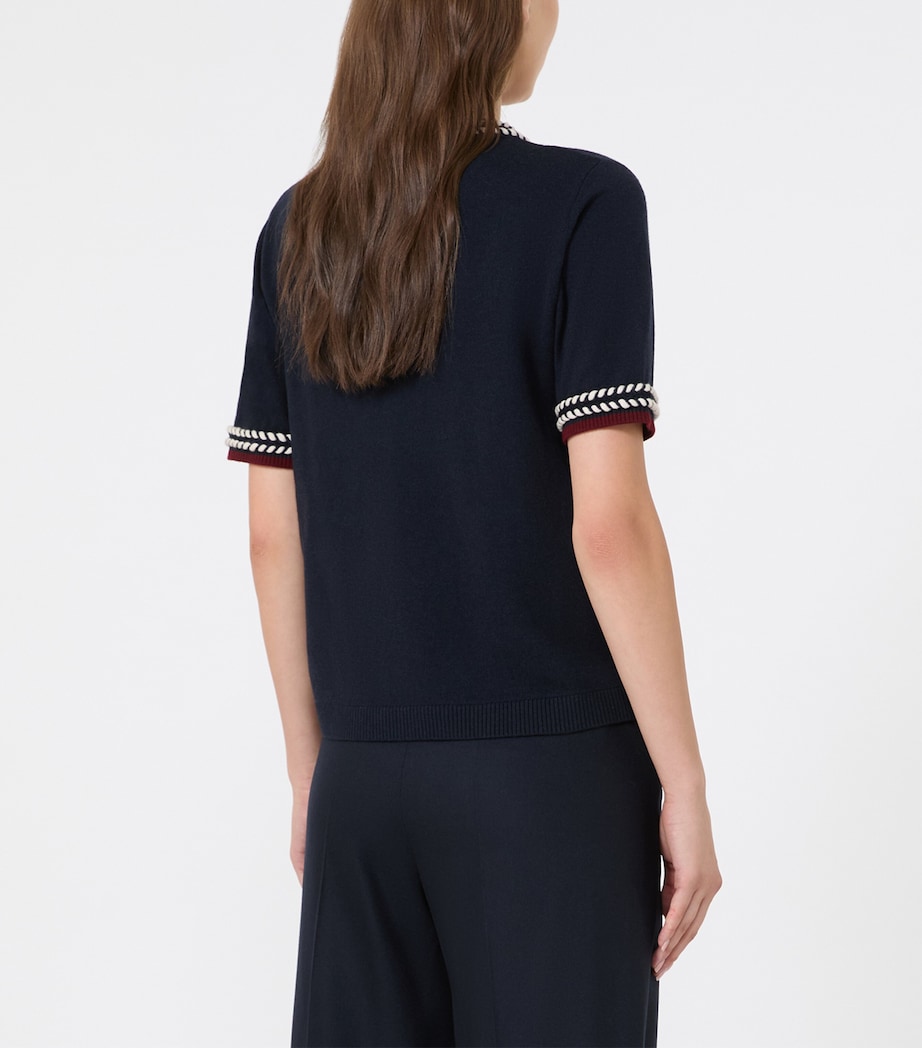 Max Mara Womens Cotton Braid-Detail Sweater Ultramarine Image 4