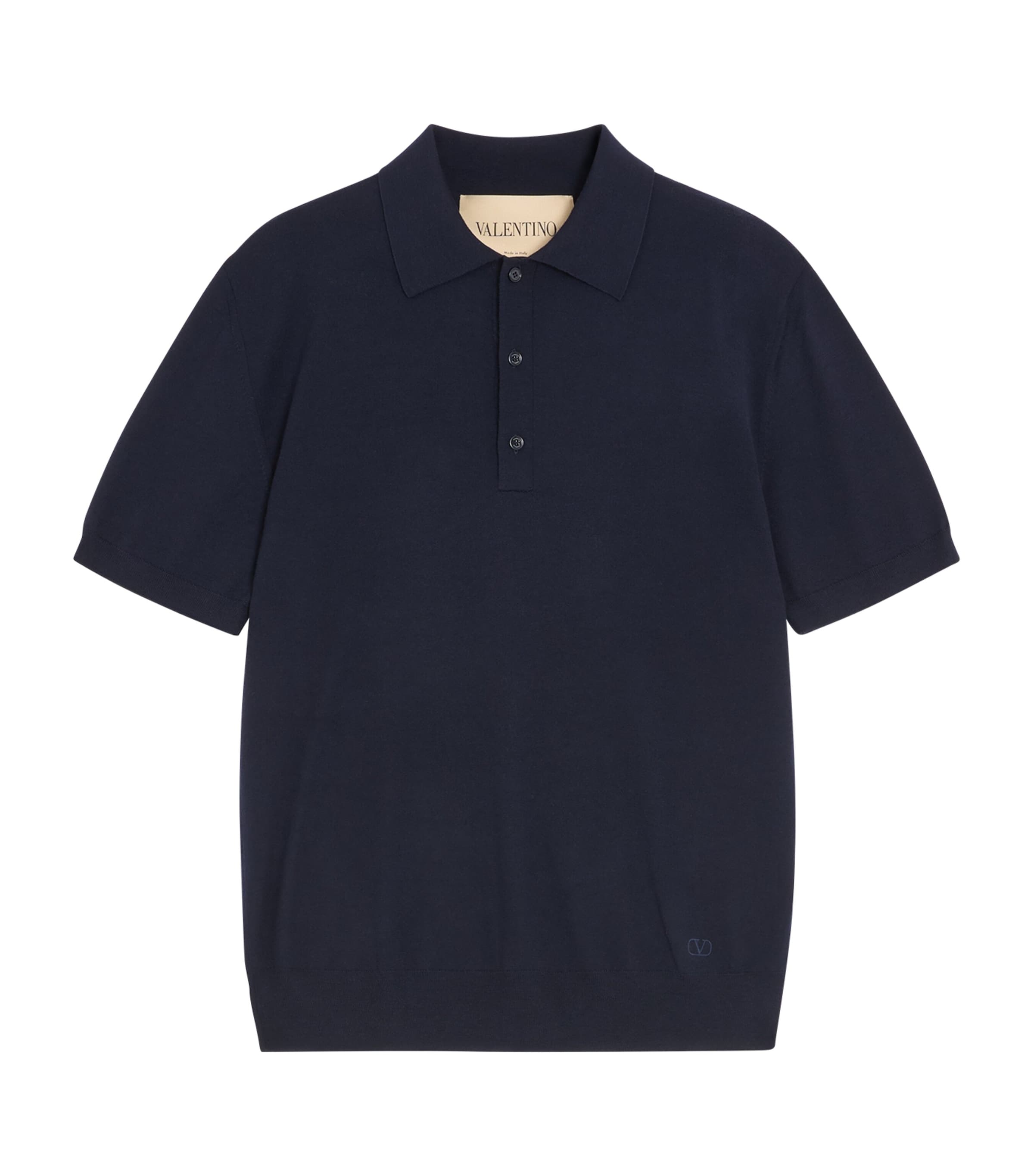 Valentino Mens Virgin Wool VLogo Signature Polo Shirt Image 1