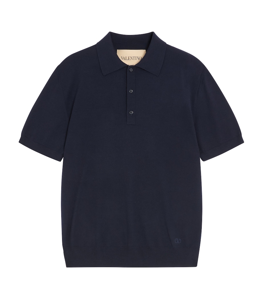 Valentino Mens Virgin Wool VLogo Signature Polo Shirt Image 1