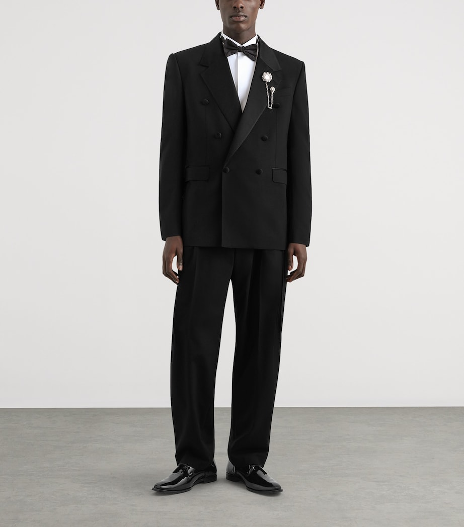 Dolce&Gabbana Mens Virgin Wool-Silk Double-Breasted Blazer Black Image 2