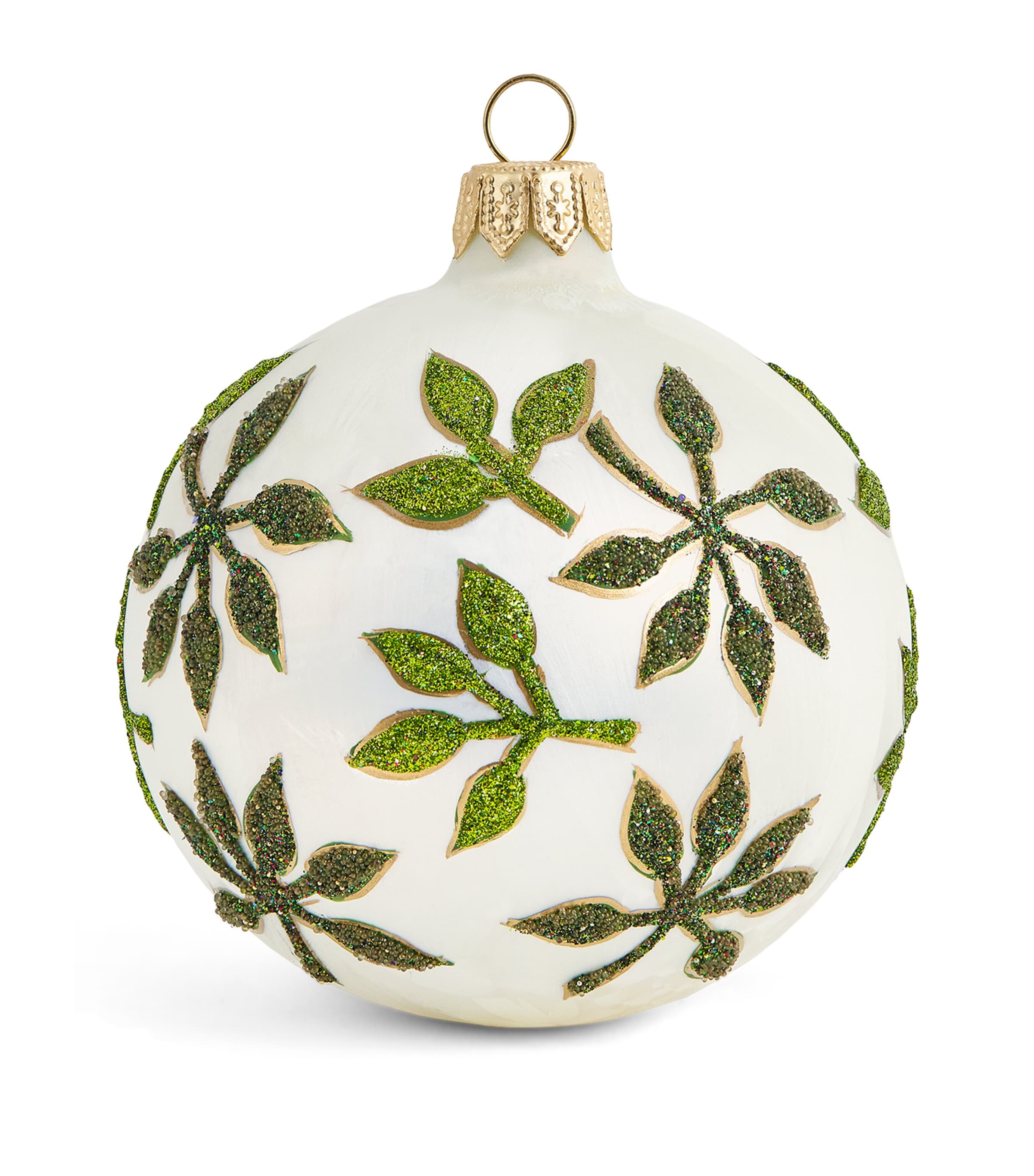 Shop Harrods Glass Small Leaves Bauble In Green