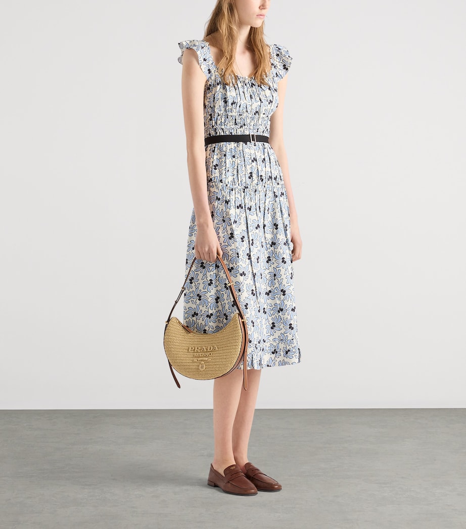 Prada Crochet-Leather Small Arqué Shoulder Bag Neutral Image 4