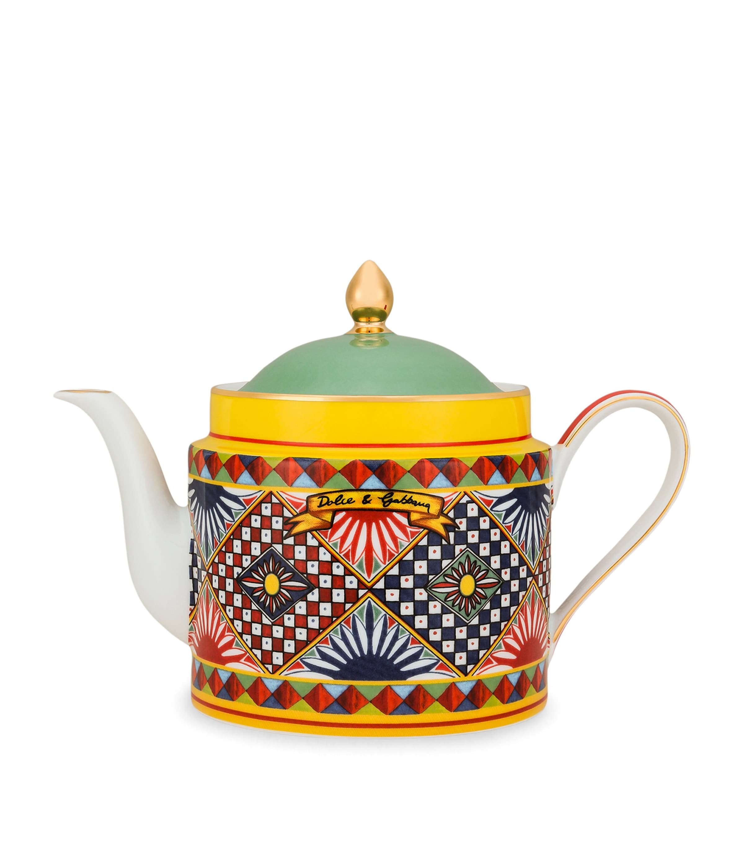 Dolce & Gabbana Casa Porcelain Carretto Teapot In Multi