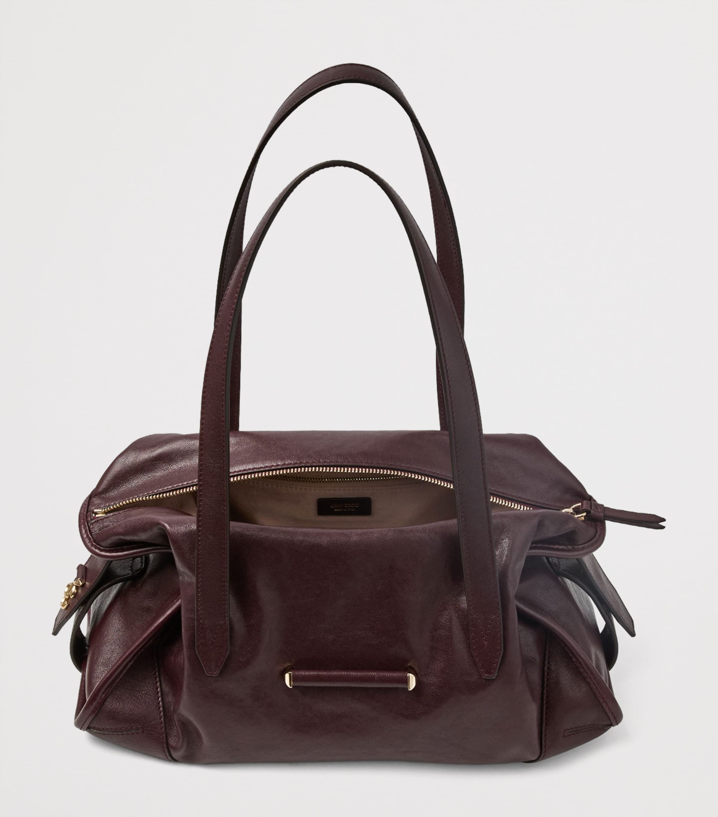 Jimmy Choo Leather Bar Holdall Bag Deep Merlot/shiny Go Image 4