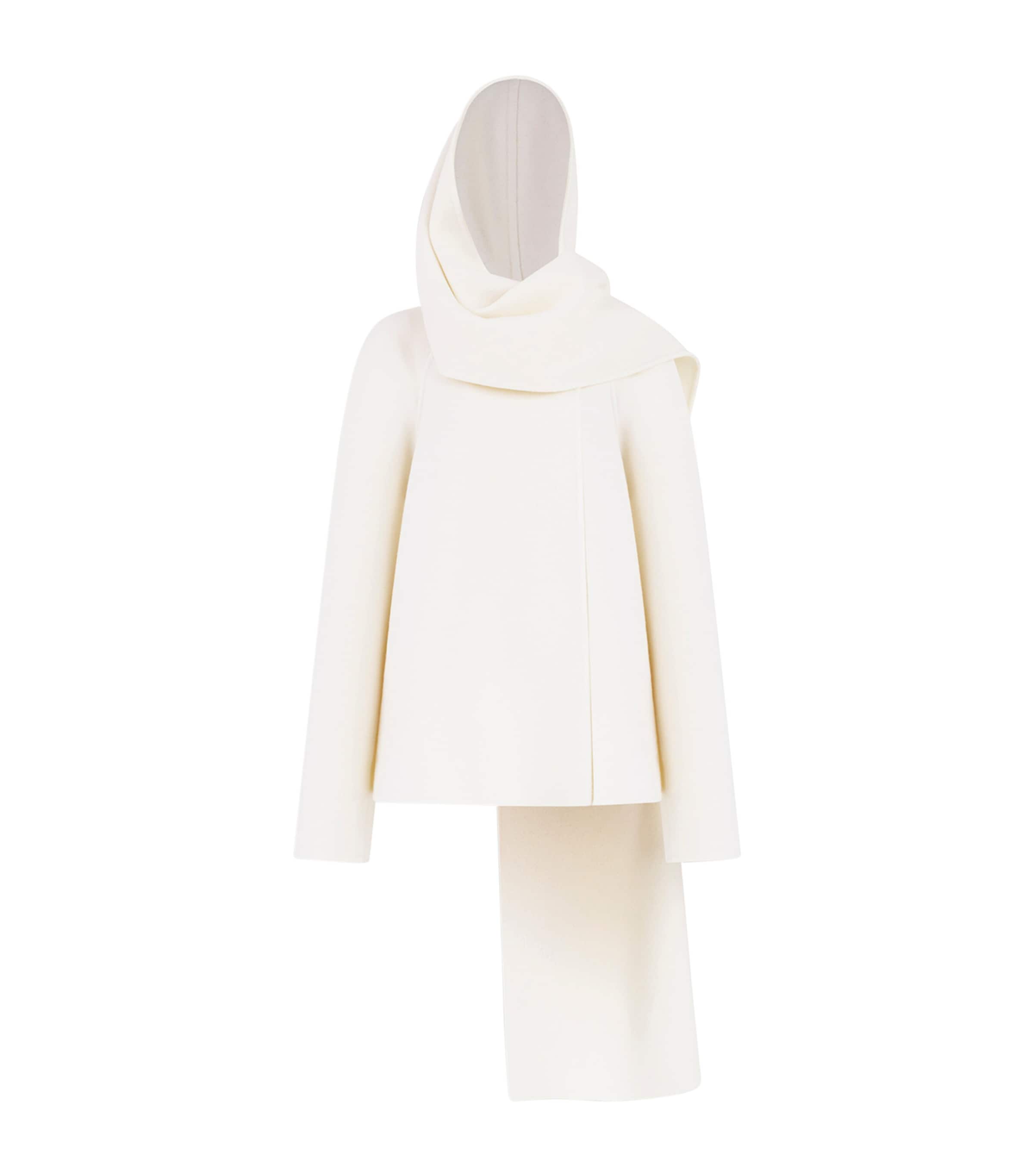 Alaïa Womens Wool Scarf Coat Natural Image 2