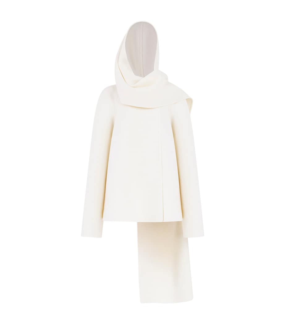 Alaïa Womens Wool Scarf Coat Natural Image 2