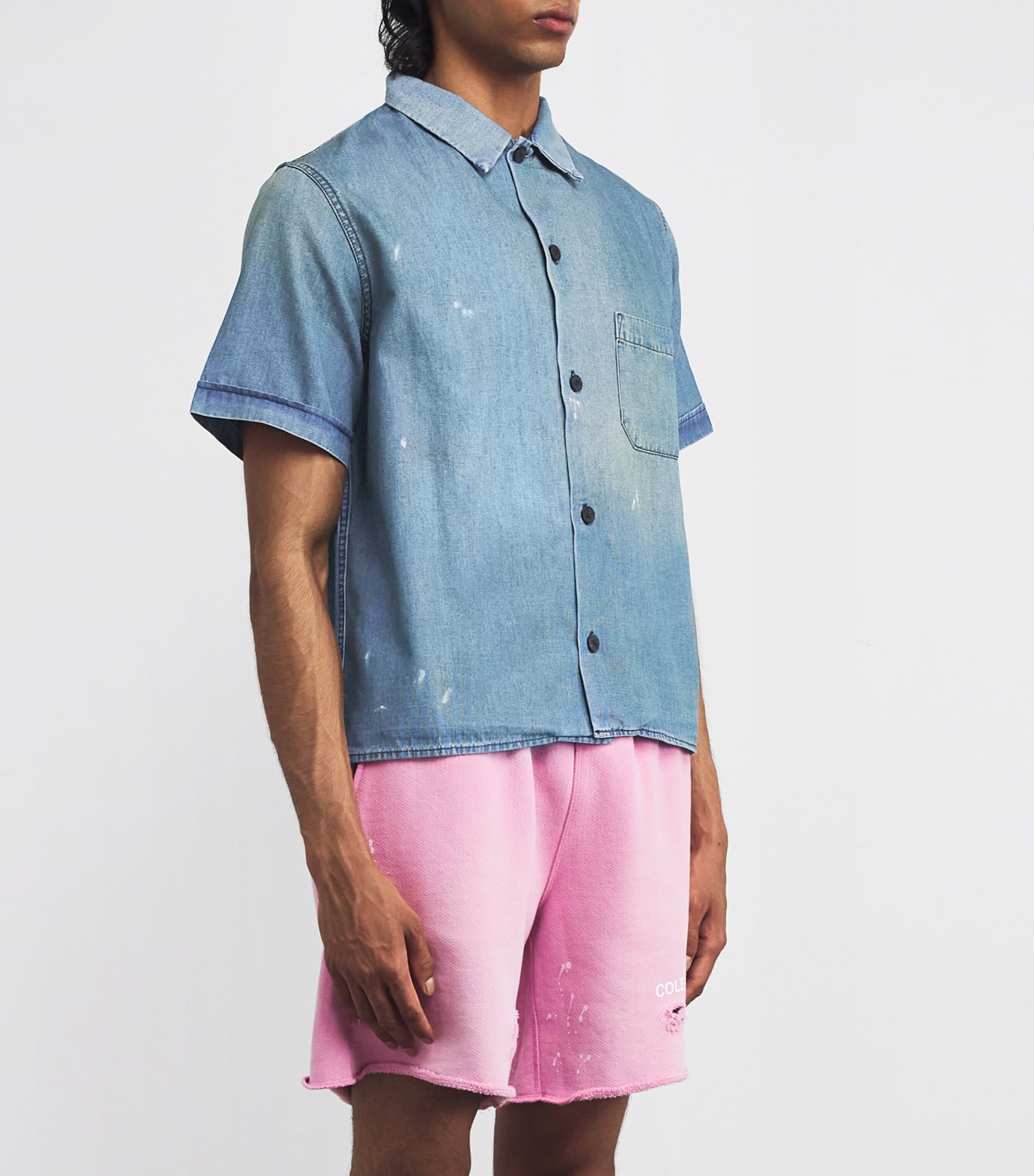 GALLERY DEPT. Mens Denim Distressed Bartz Shirt Indigo Image 3