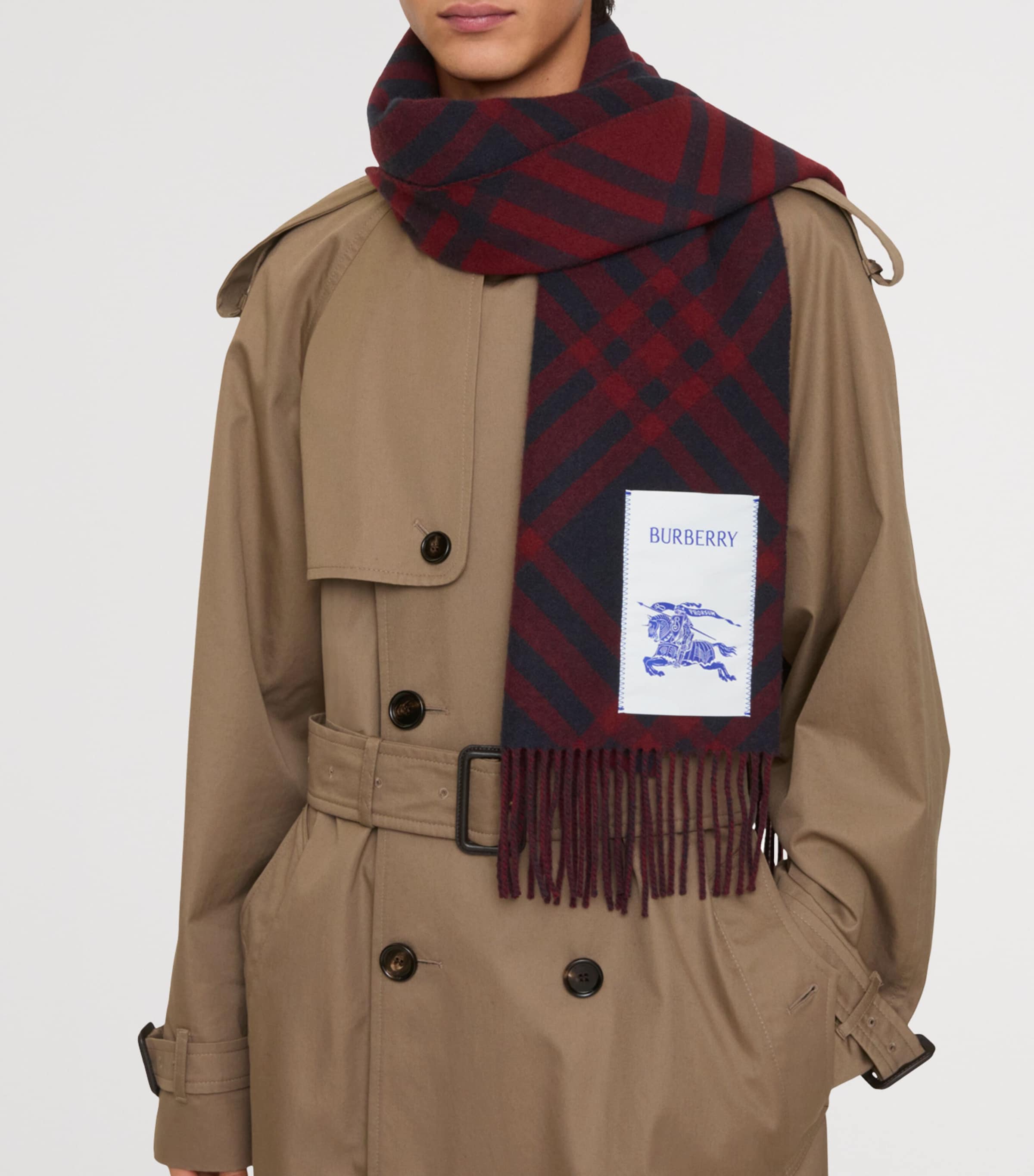 Burberry Cashmere Check Scarf Ink Blue Image 4