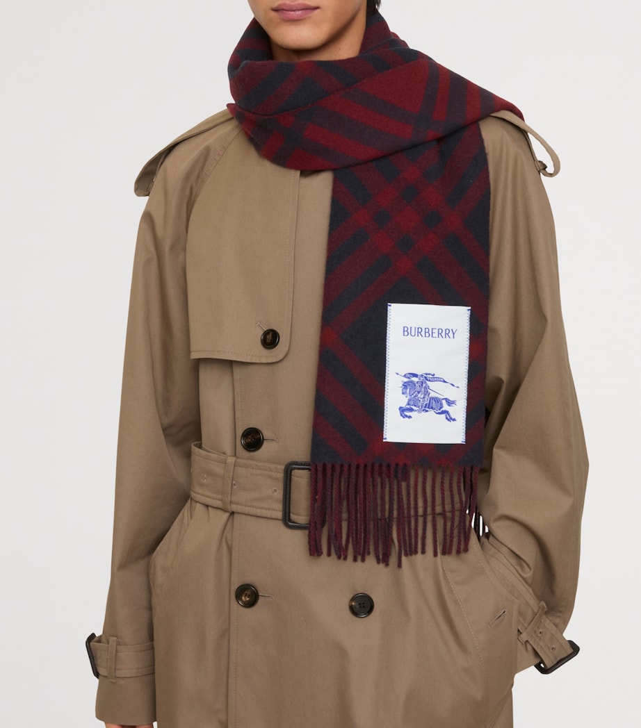 Burberry Cashmere Check Scarf Ink Blue Image 4