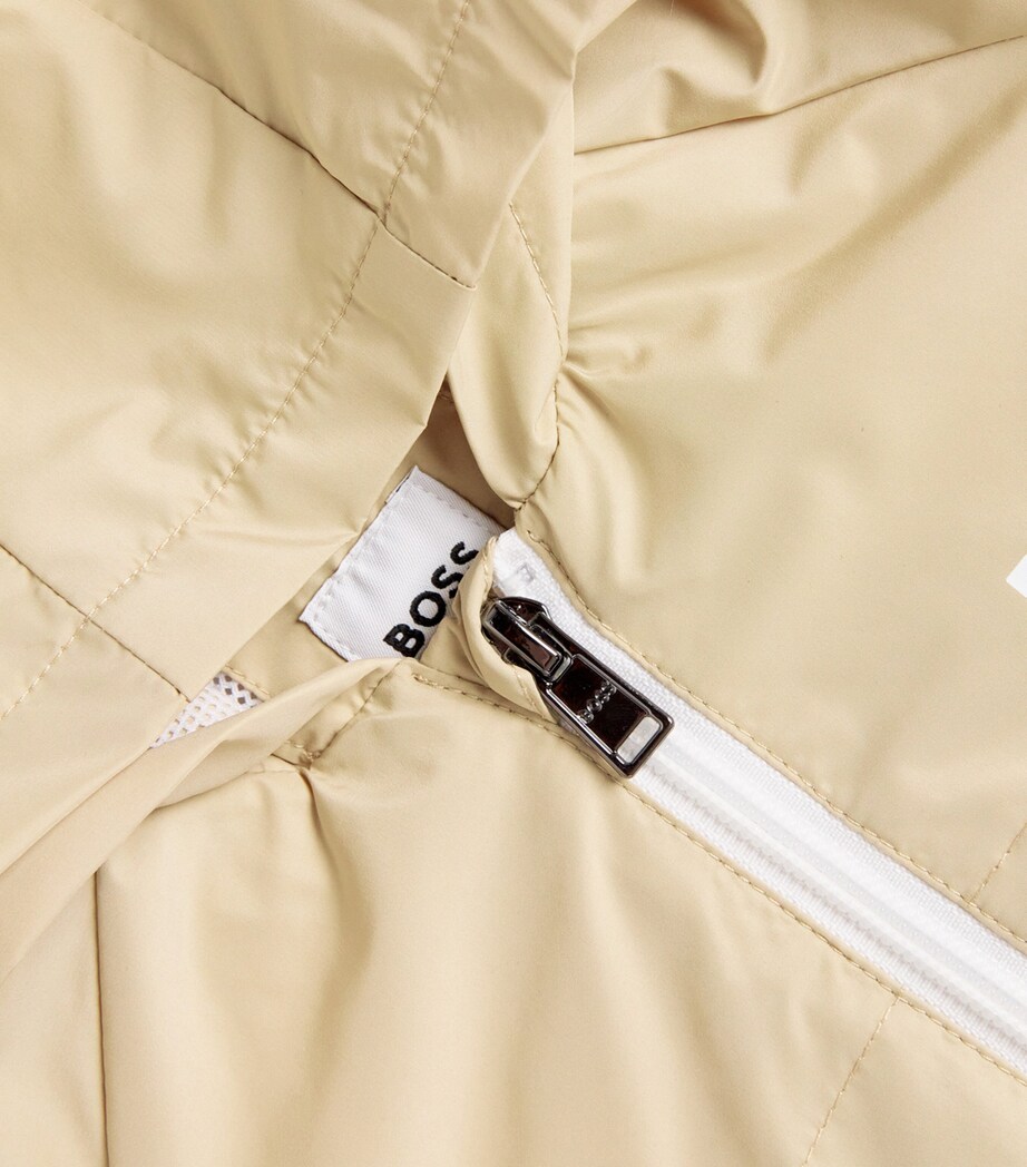 BOSS Kidswear Hooded Logo Windbreaker Jacket (3-18 Months) Stone Image 3