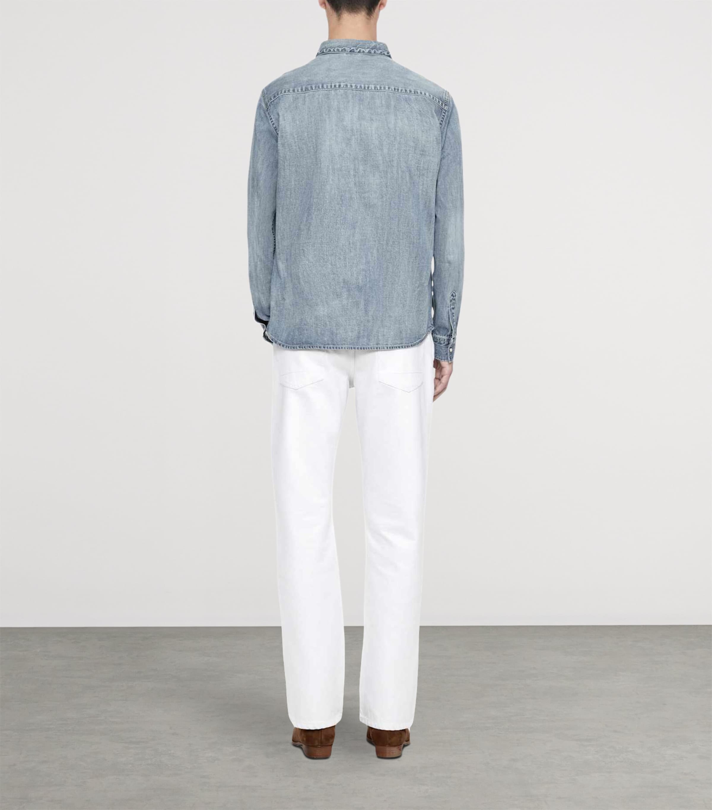 AllSaints Mens Denim Gleason Shirt Light Indigo Image 7