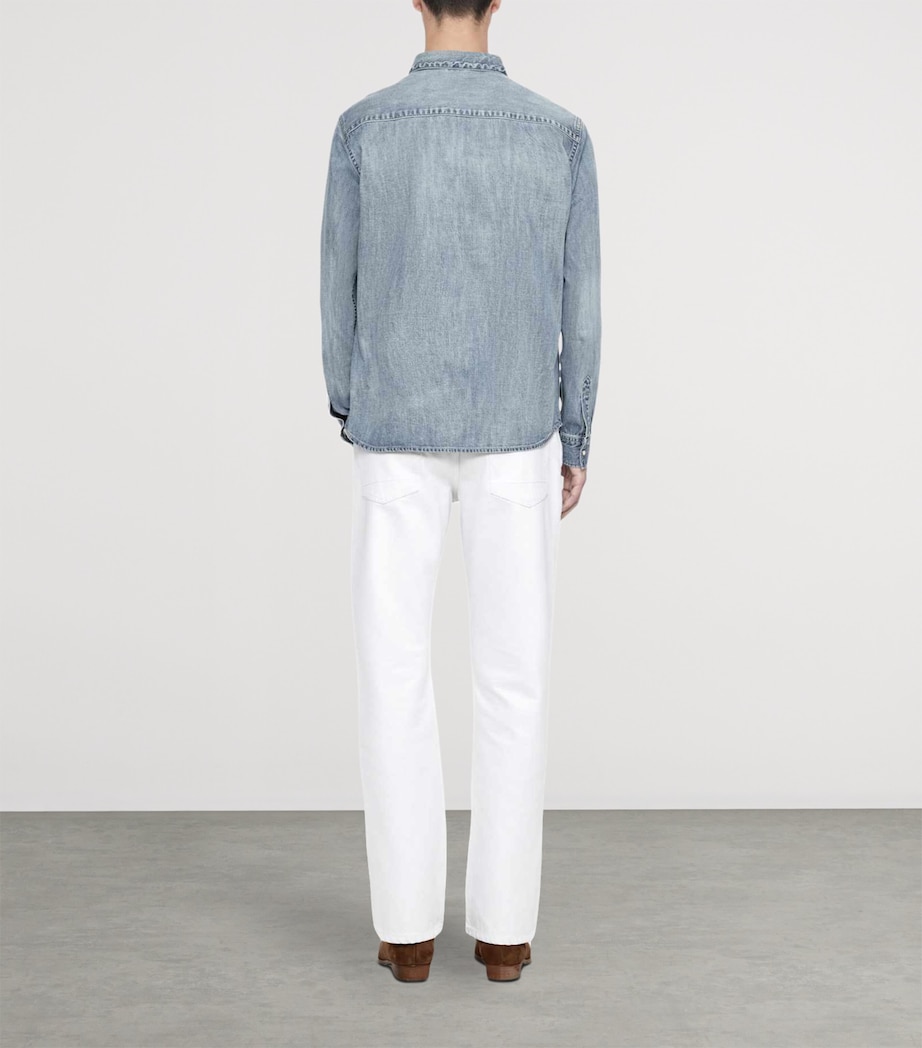 AllSaints Mens Denim Gleason Shirt Light Indigo Image 7