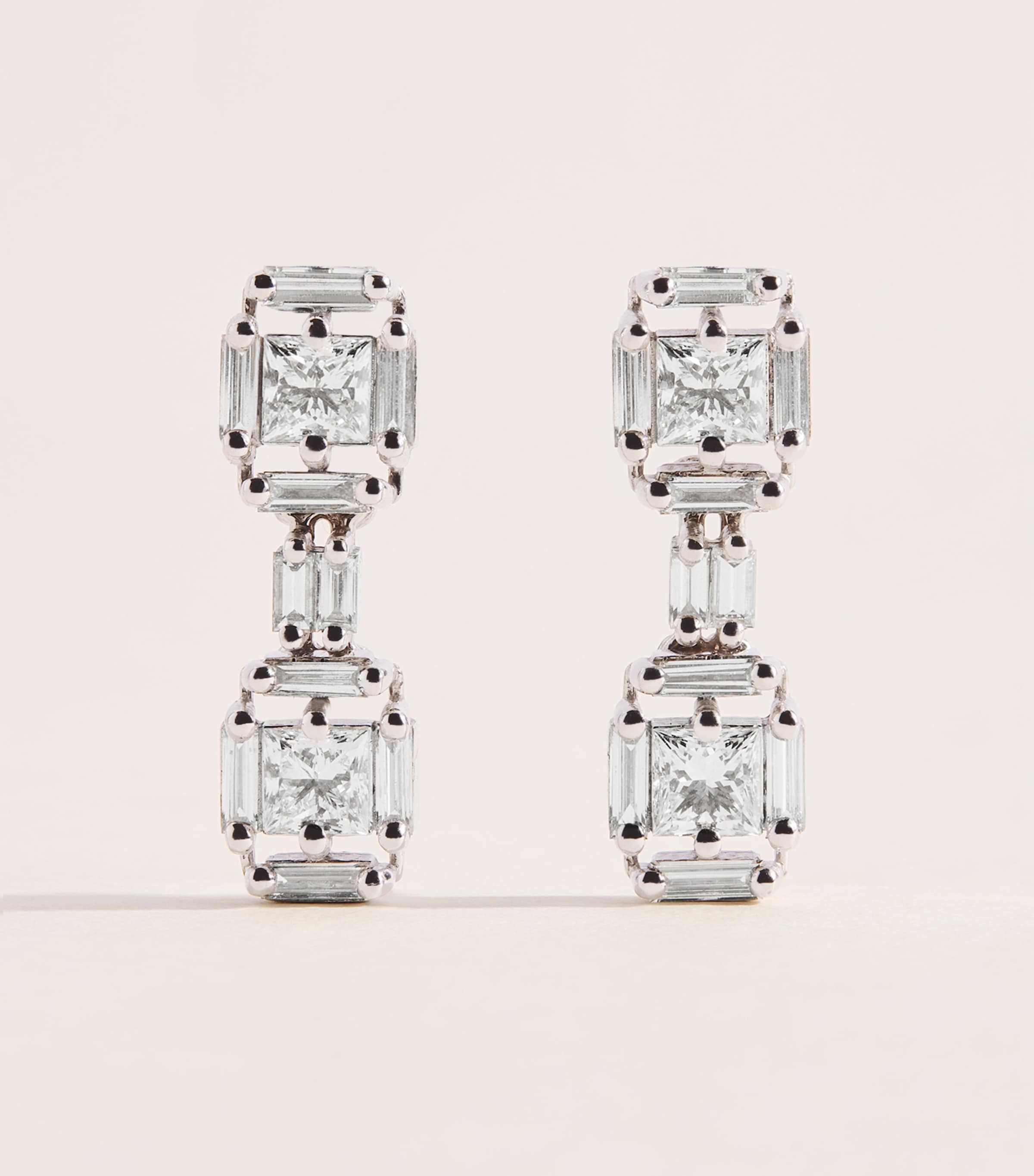 Suzanne Kalan White Gold and Diamond Princess Deco Drop Earrings Wg/wd Image 1