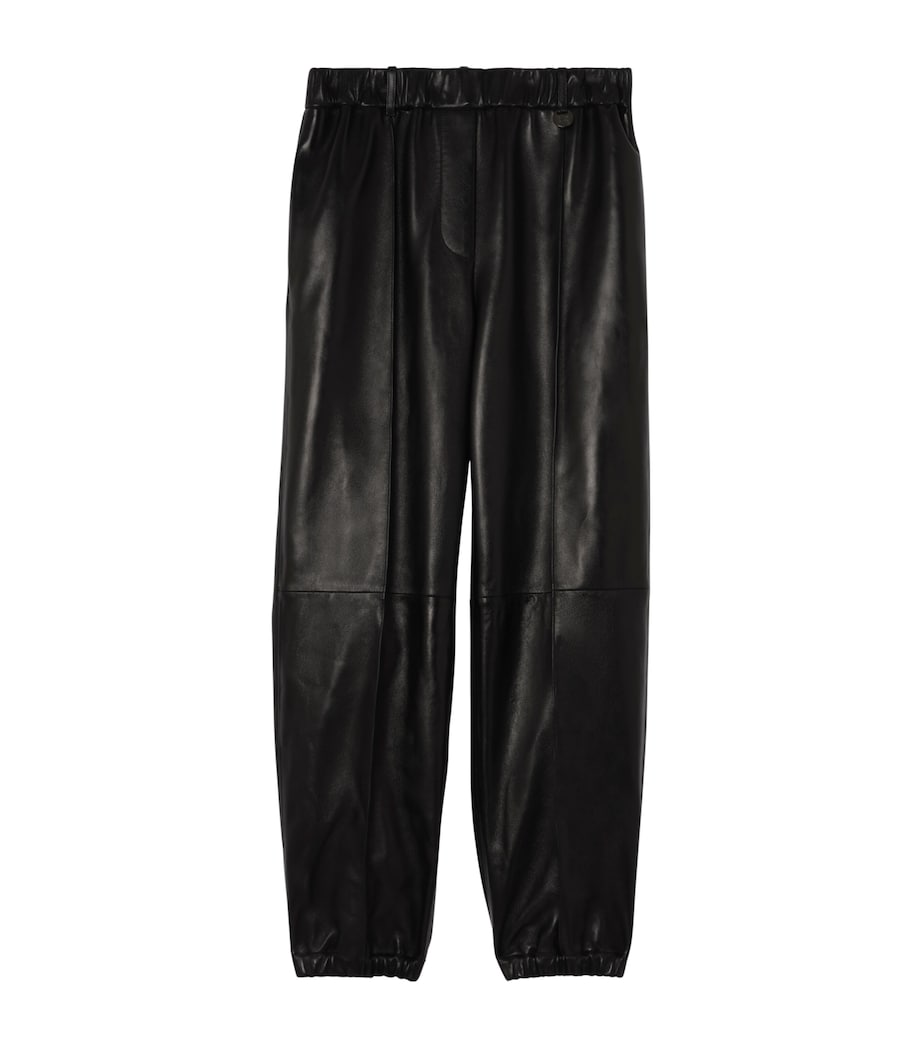 Burberry Womens Leather Tapered Trousers Black Image 1