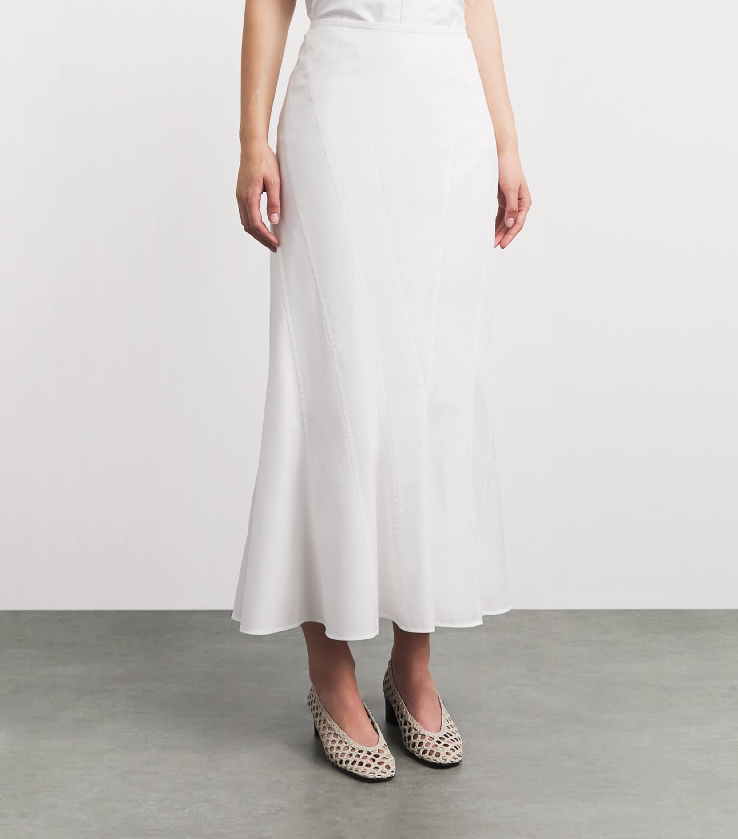 FFORME Womens Cotton Ora Midi Skirt White Image 4