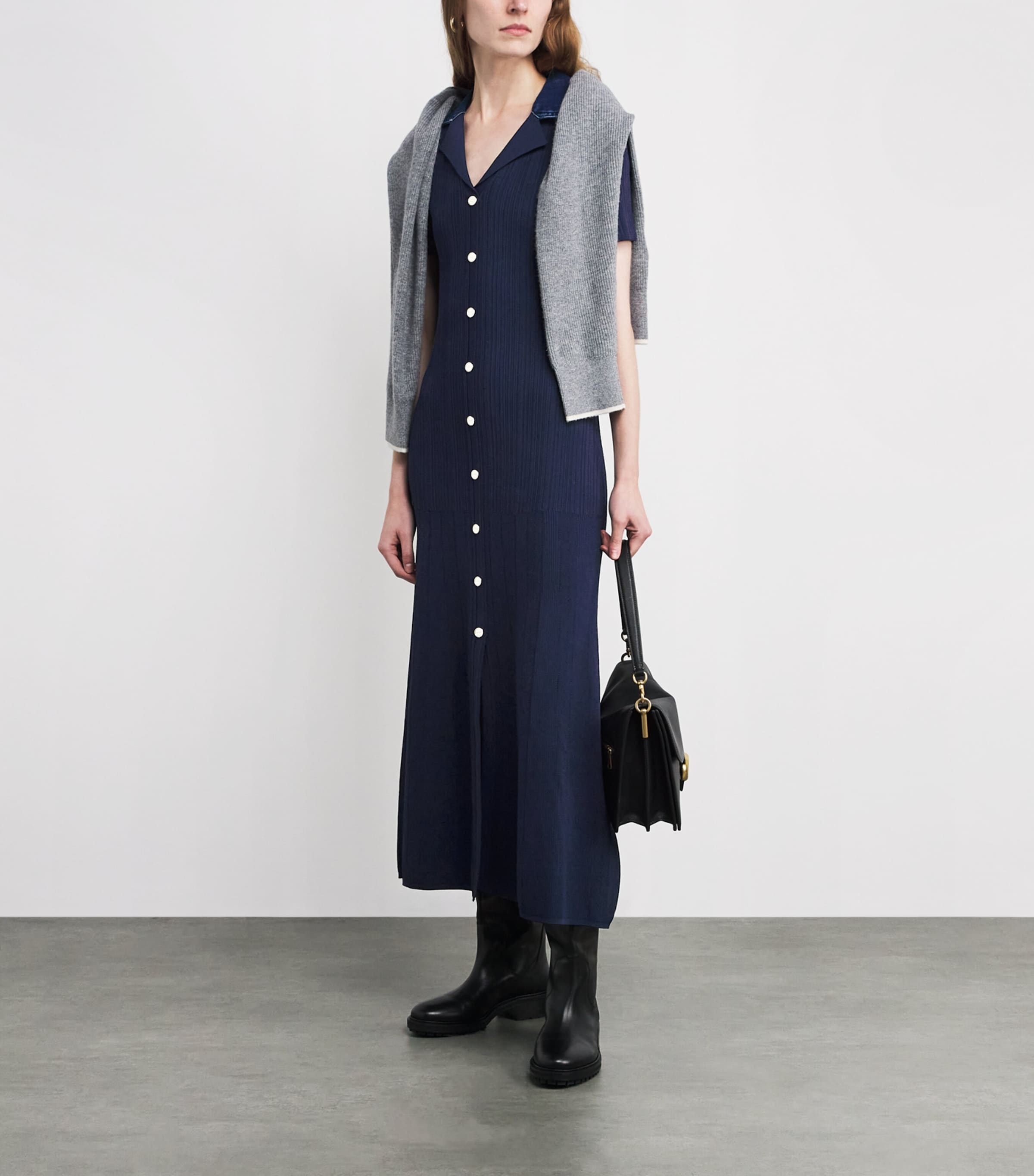 Knitted Midi Dress NAVY BLUE Image 2