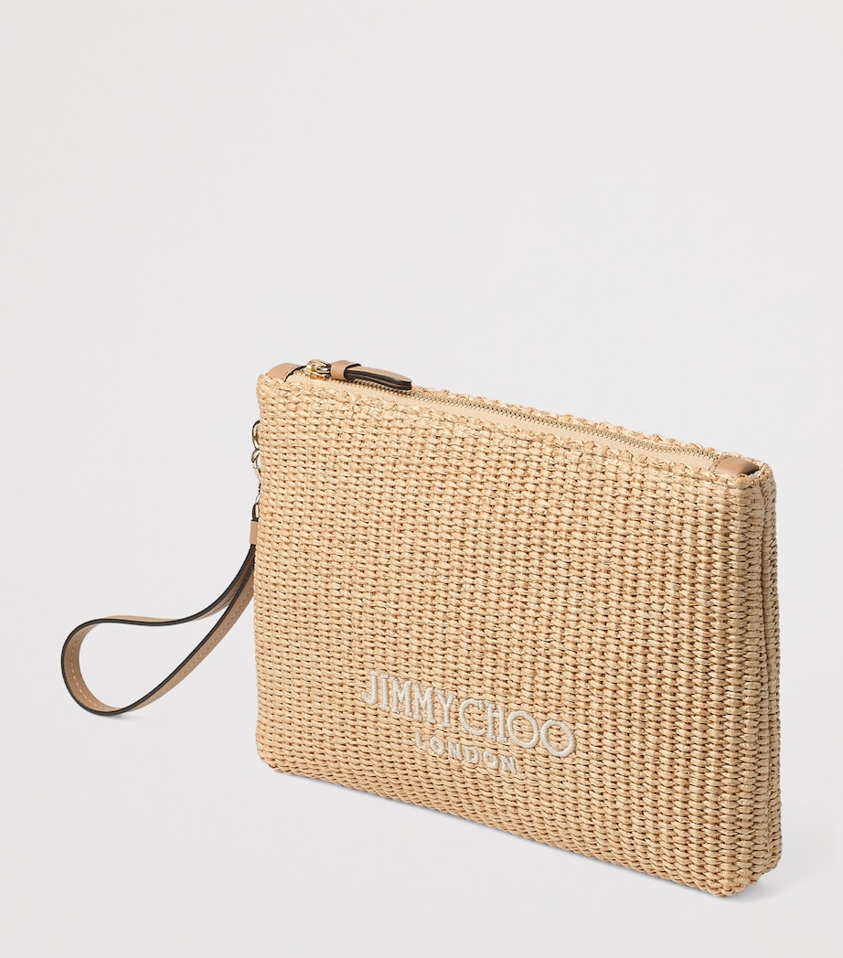 Jimmy Choo Raffia Zip-Up Pouch Natural/latte Image 4