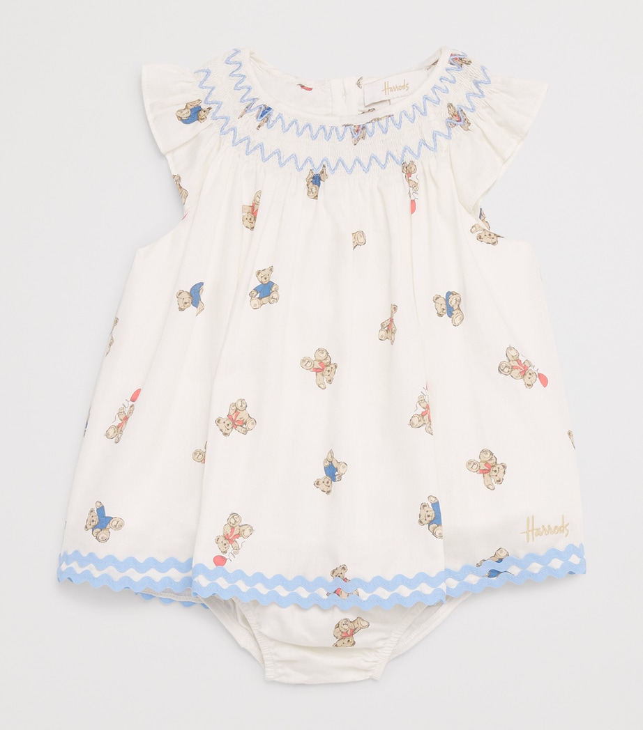 Harrods Cotton Bear Print Dress and Bloomers Set (0-18 Months) Image 3