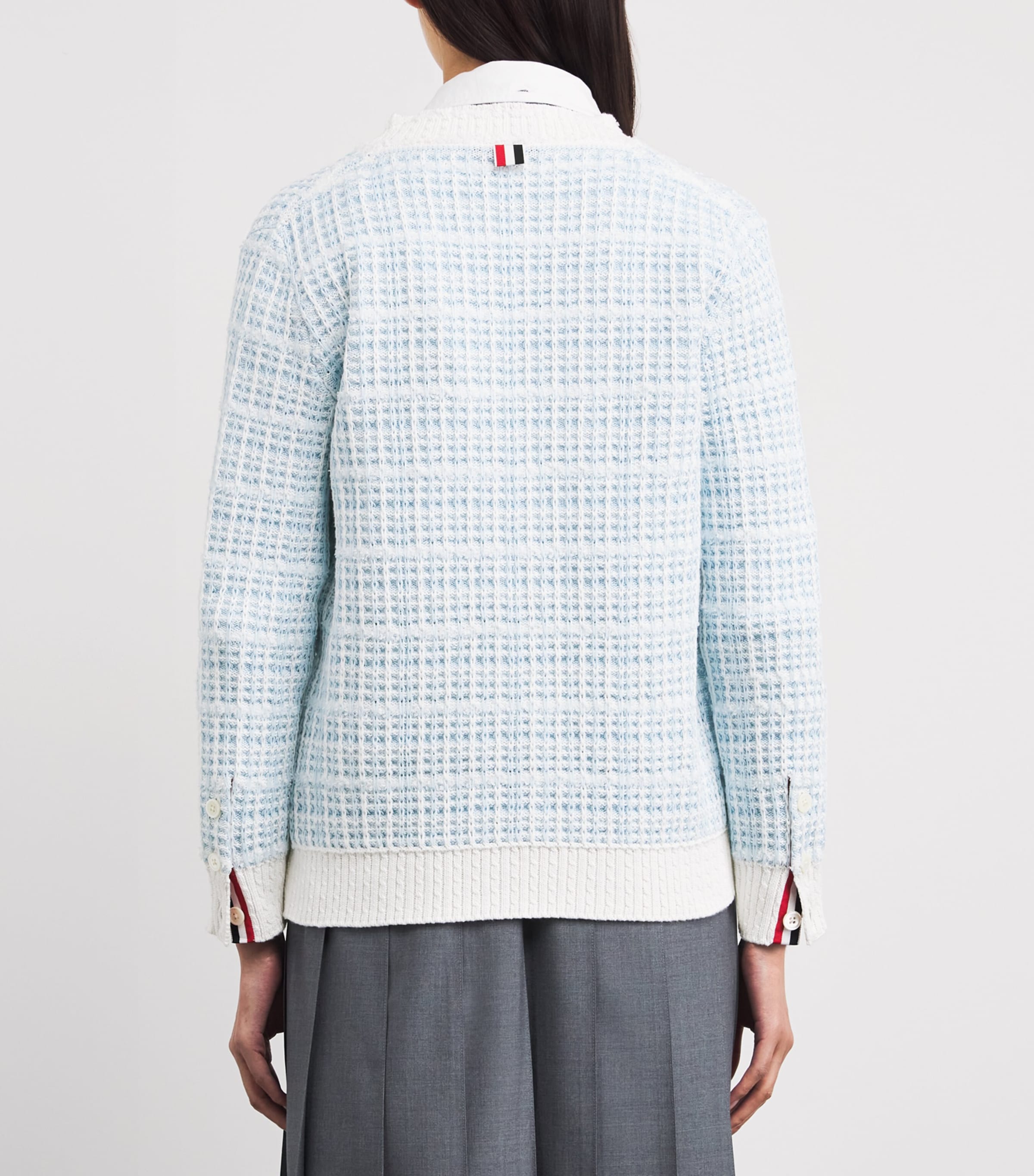 Thom Browne Womens Tweed V-Neck Cardigan Seasonal Multi Image 5