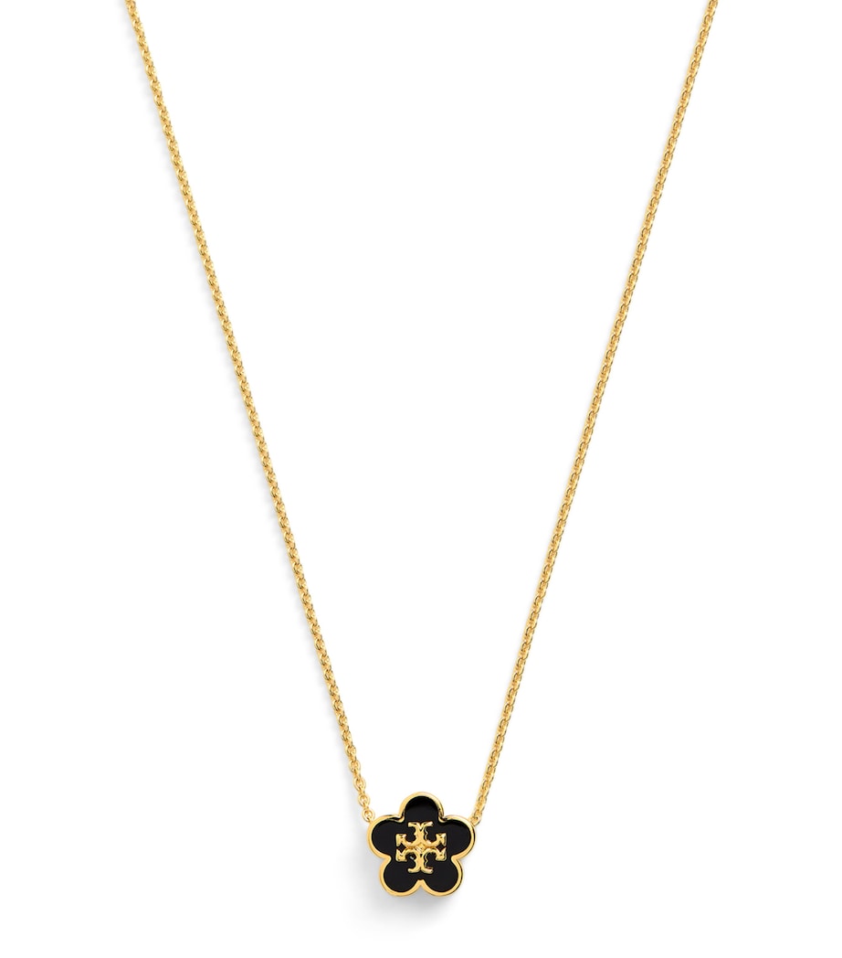 Tory Burch Enamel Kira Flower Necklace Tory Gold / Blck Image 1