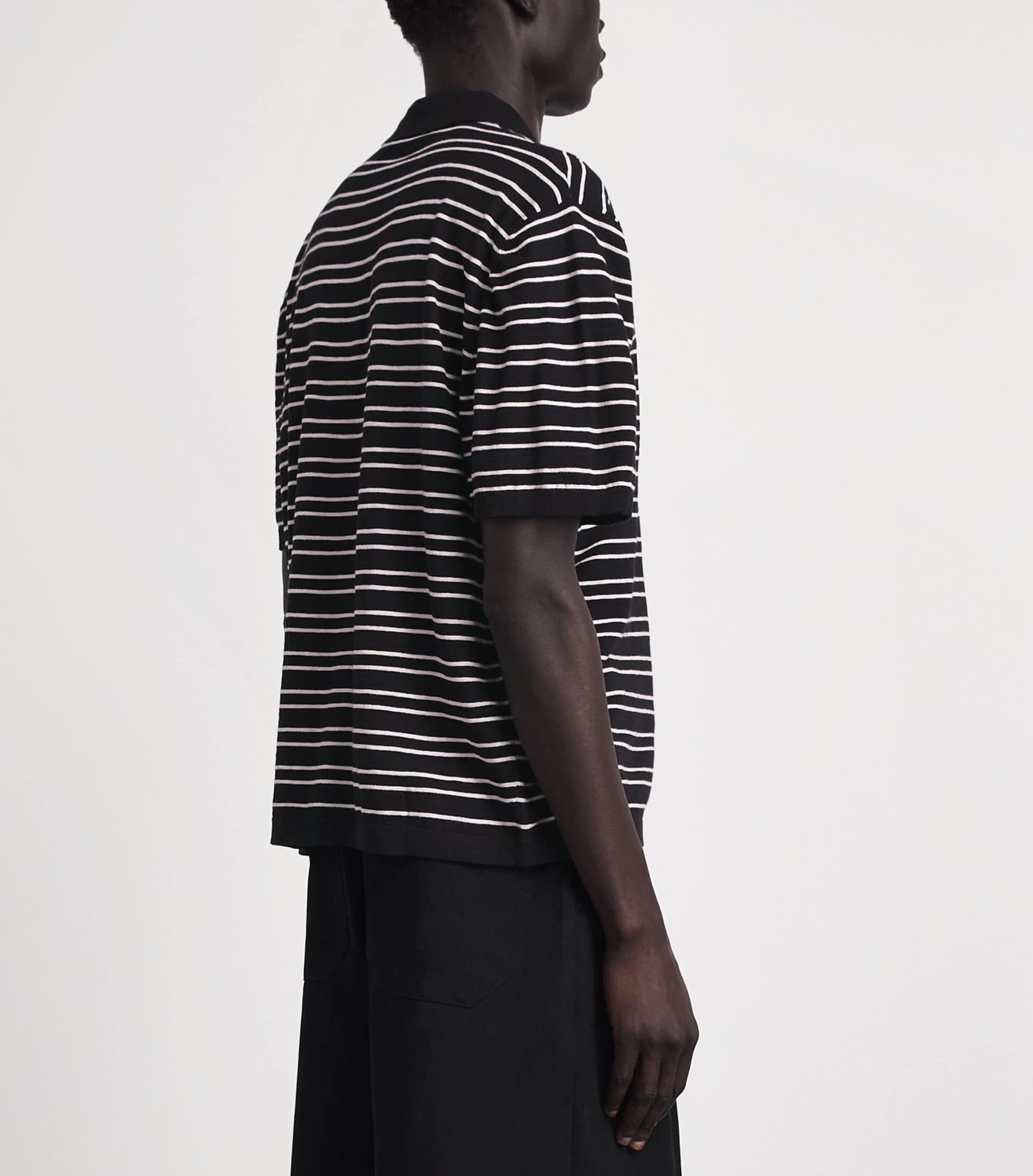 Represent Mens Cotton Stripe Polo Shirt Jet Black Image 5