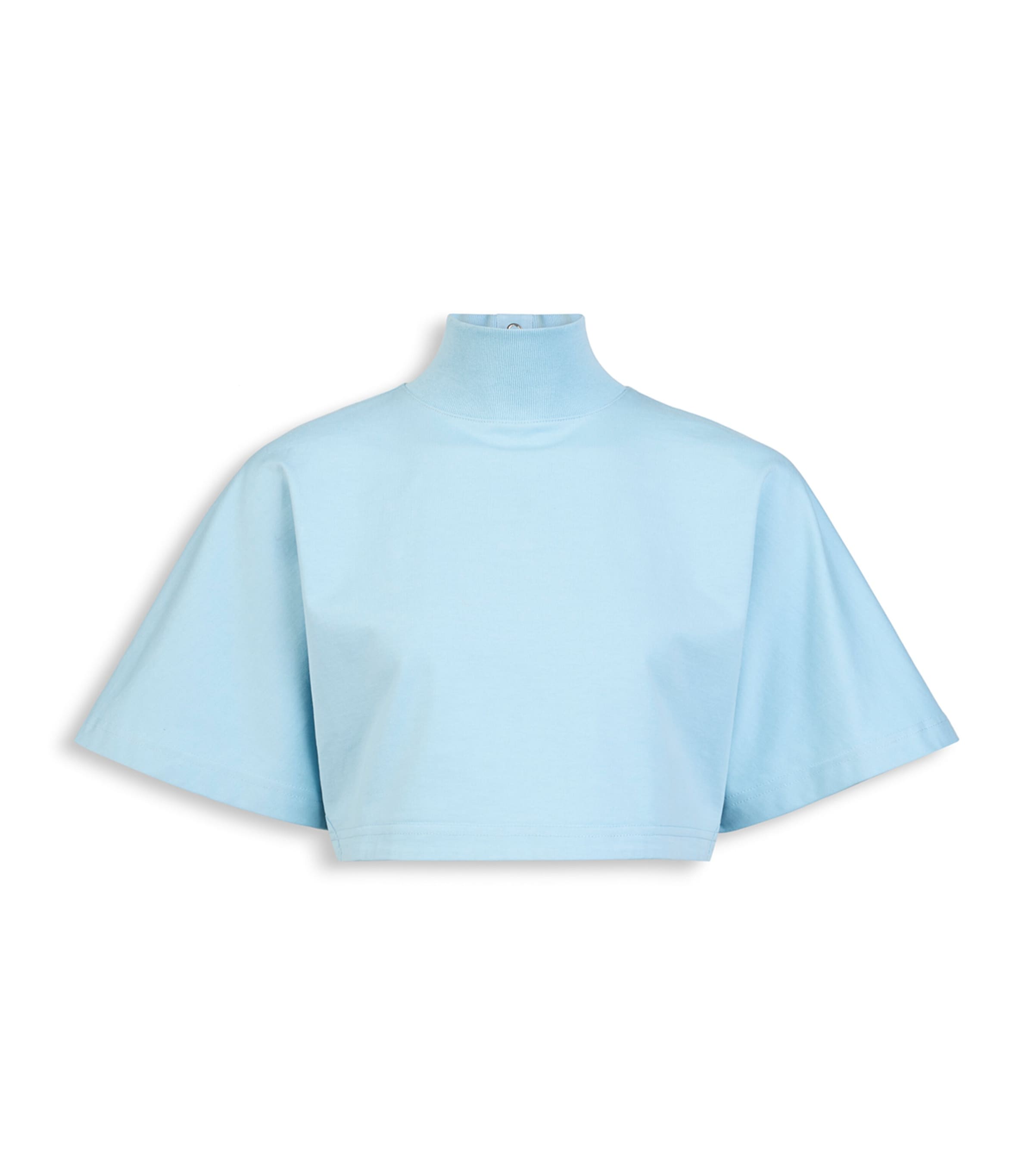 Alaïa Womens Cotton Cropped T-Shirt Sky Image 1