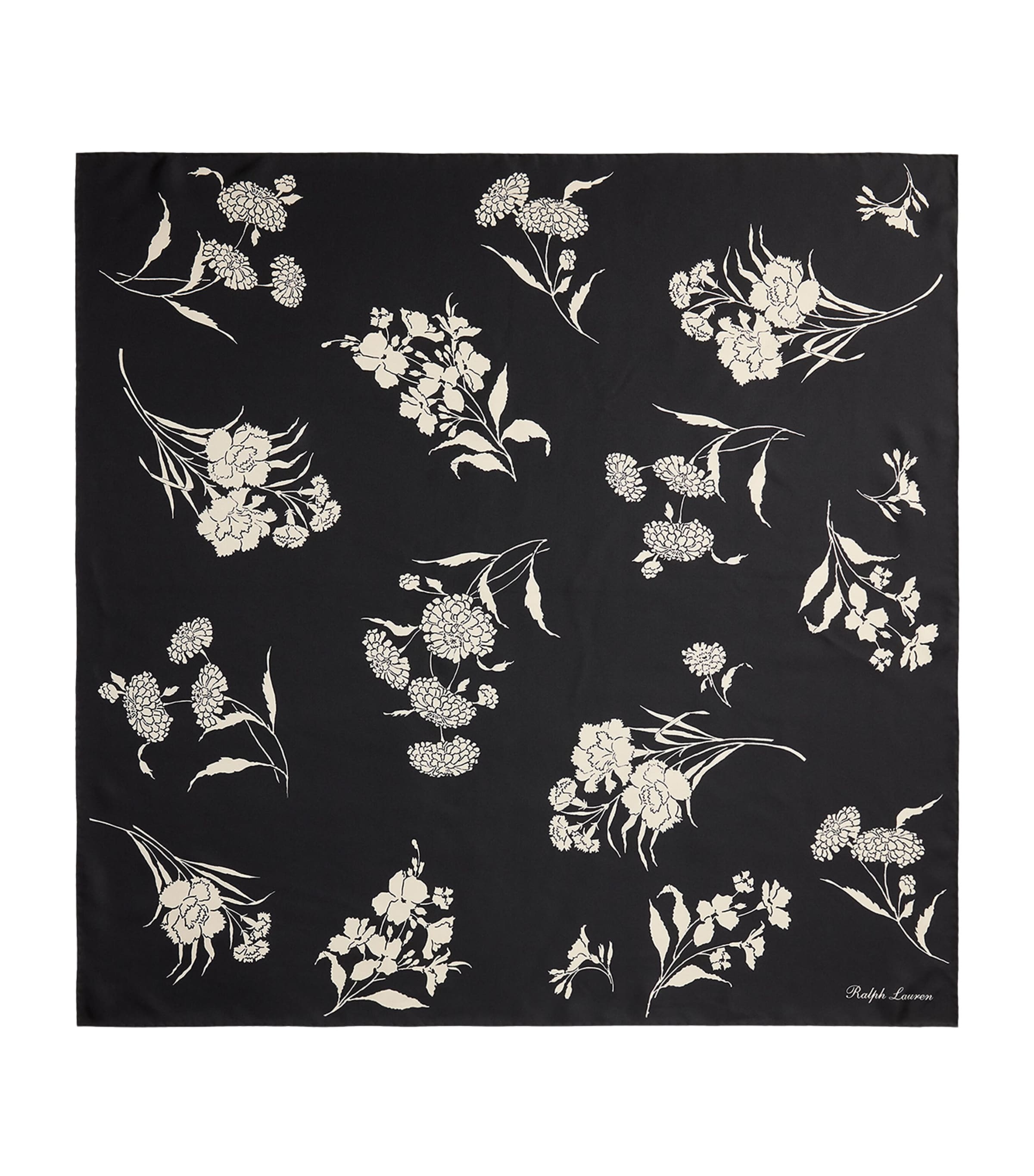 Ralph Lauren Collection Mulberry Silk Twill Floral Scarf Black Image 1
