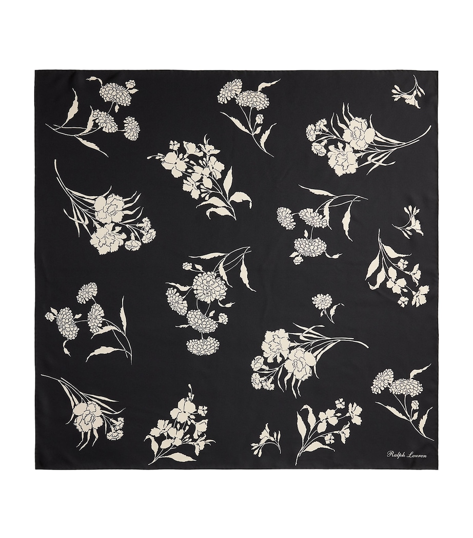 Ralph Lauren Collection Mulberry Silk Twill Floral Scarf Black Image 1