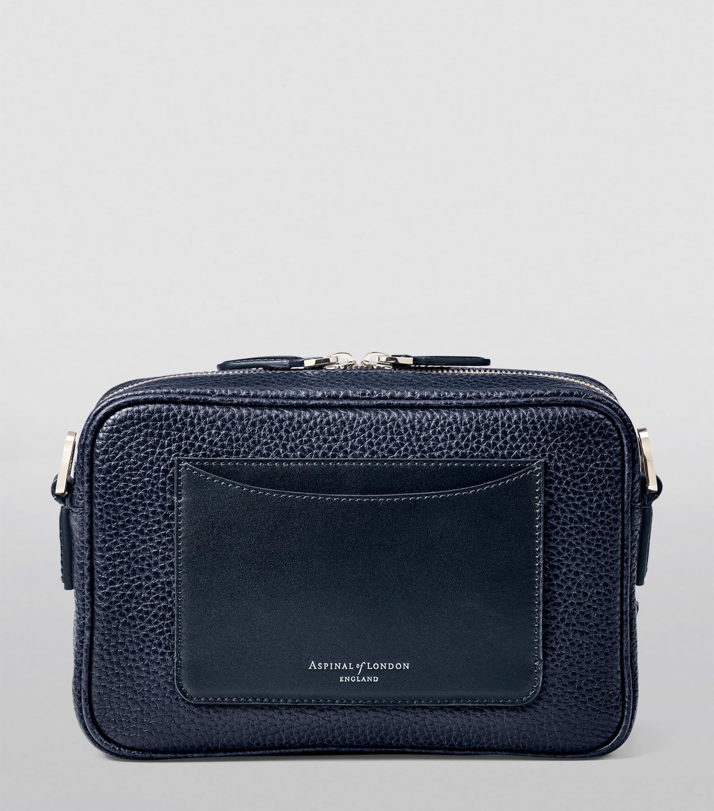 Leather Reporter East West Messenger Bag NAVY Image 3