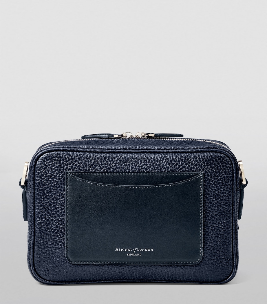 Leather Reporter East West Messenger Bag NAVY Image 3