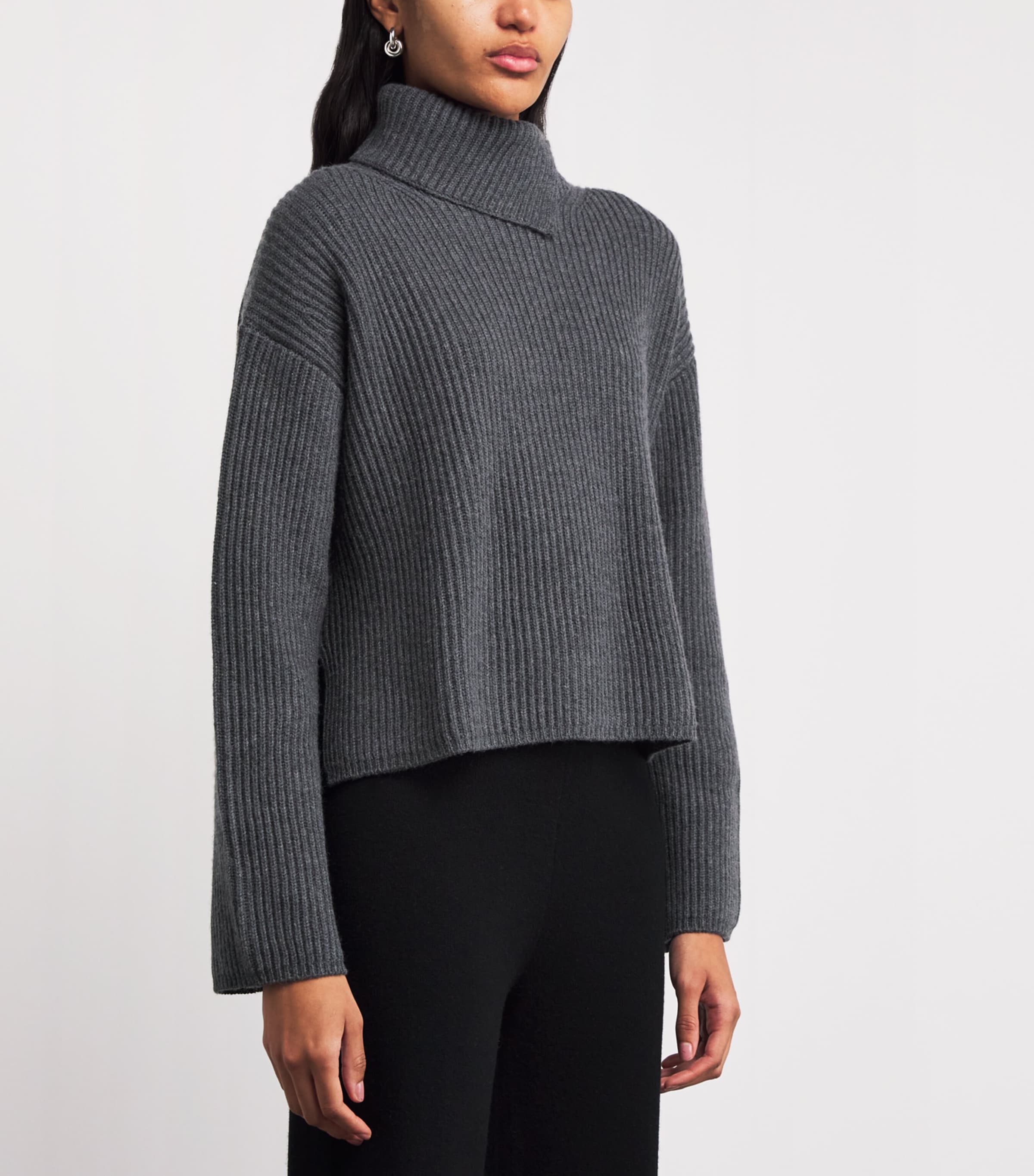 Wool-Cashmere-Silk Rollneck Sweater SMOKE Image 3