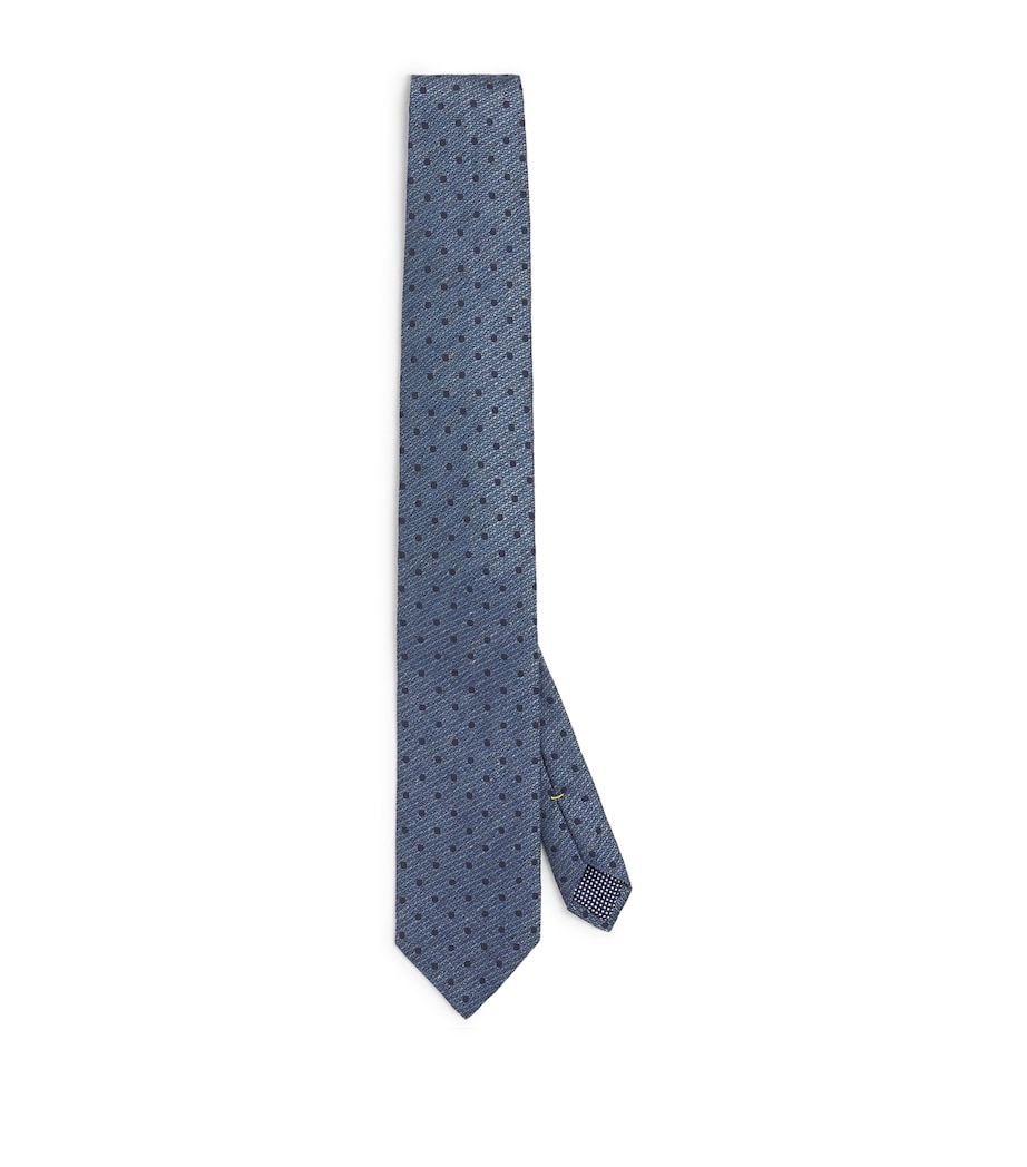 Silk Polka-Dot Tie DARK BLUE Image 1