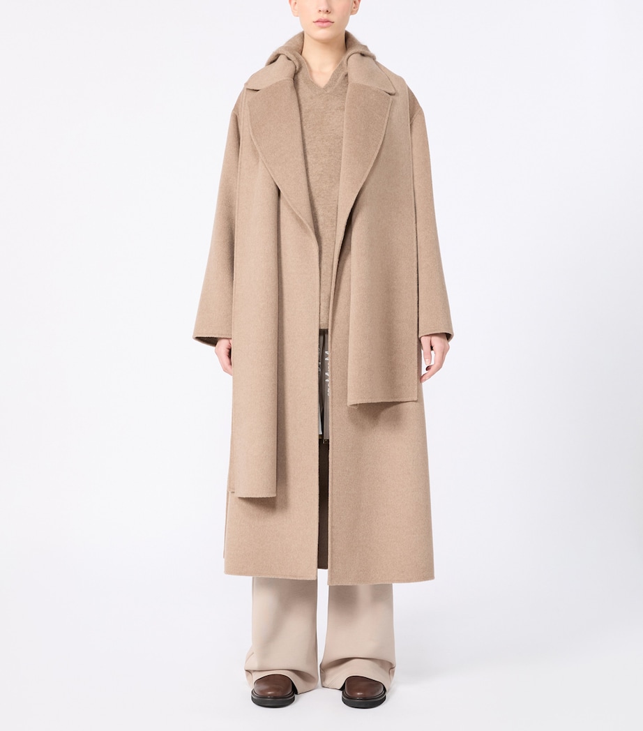 Max Mara Womens Wool-Cashmere Belted Wrap Coat Clay Image 2