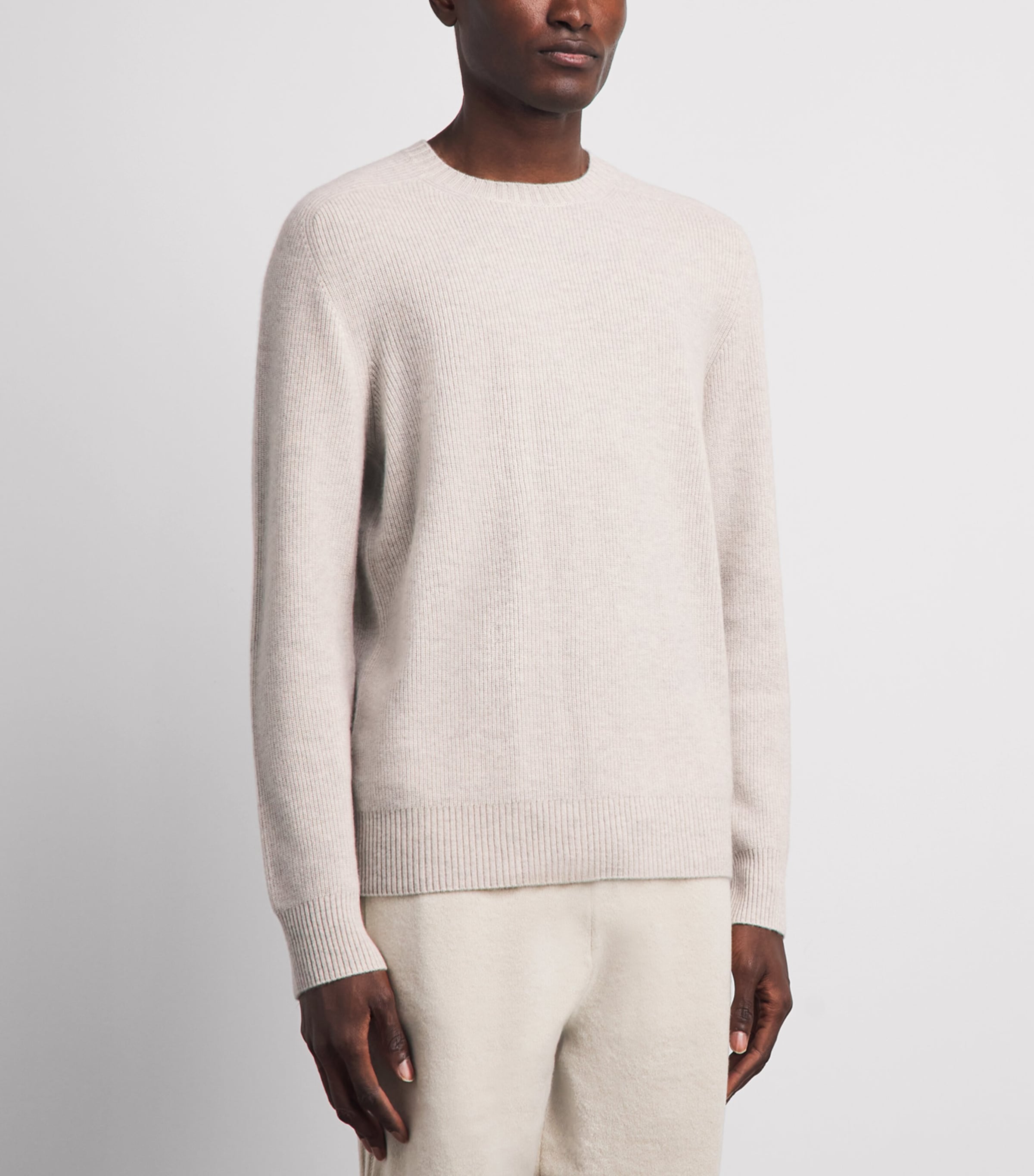 N.Peal Mens Organic Cashmere Sweater Pebble Greyorg Image 4