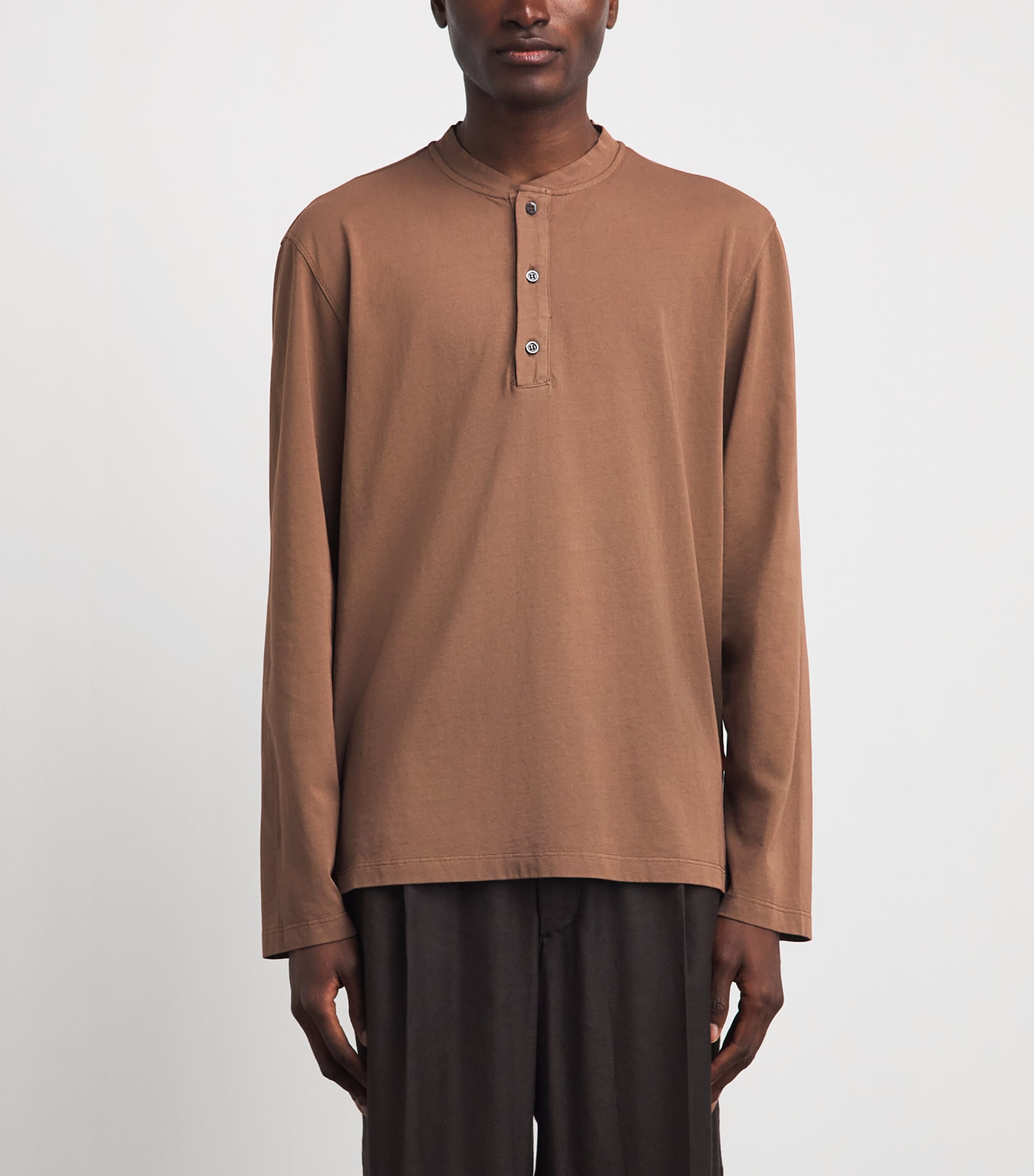 Barena Mens Cotton Jersey Henley Top Bronzo Image 4