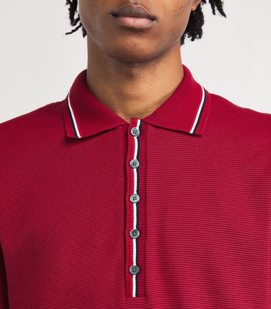 Cotton Rib-Cuff Polo Shirt BURGUNDY Image 6