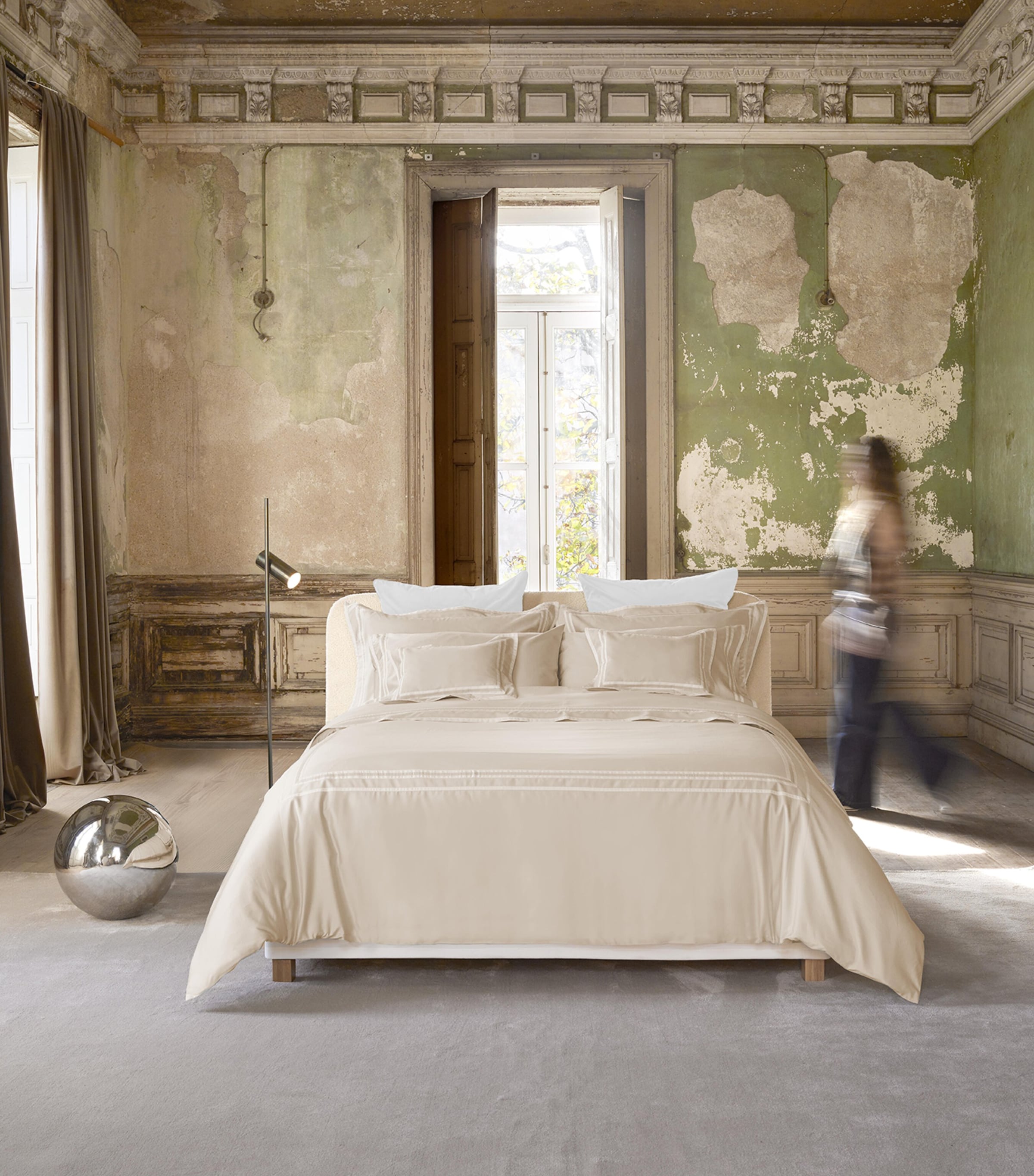 Sonata King Duvet Cover Set SAND/WHITE Image 2