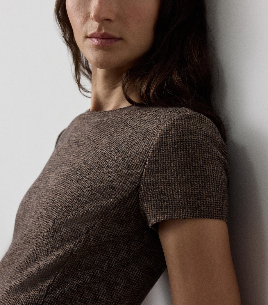 Wool Tick-Weave Margaret Midi Dress DARK BROWN/CAMEL Image 5