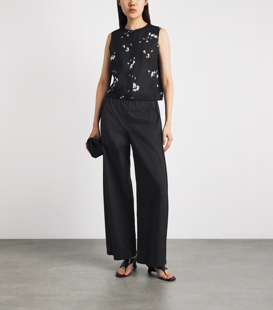 Theory Womens Cotton Parachute Wide-Leg Trousers Black Image 2