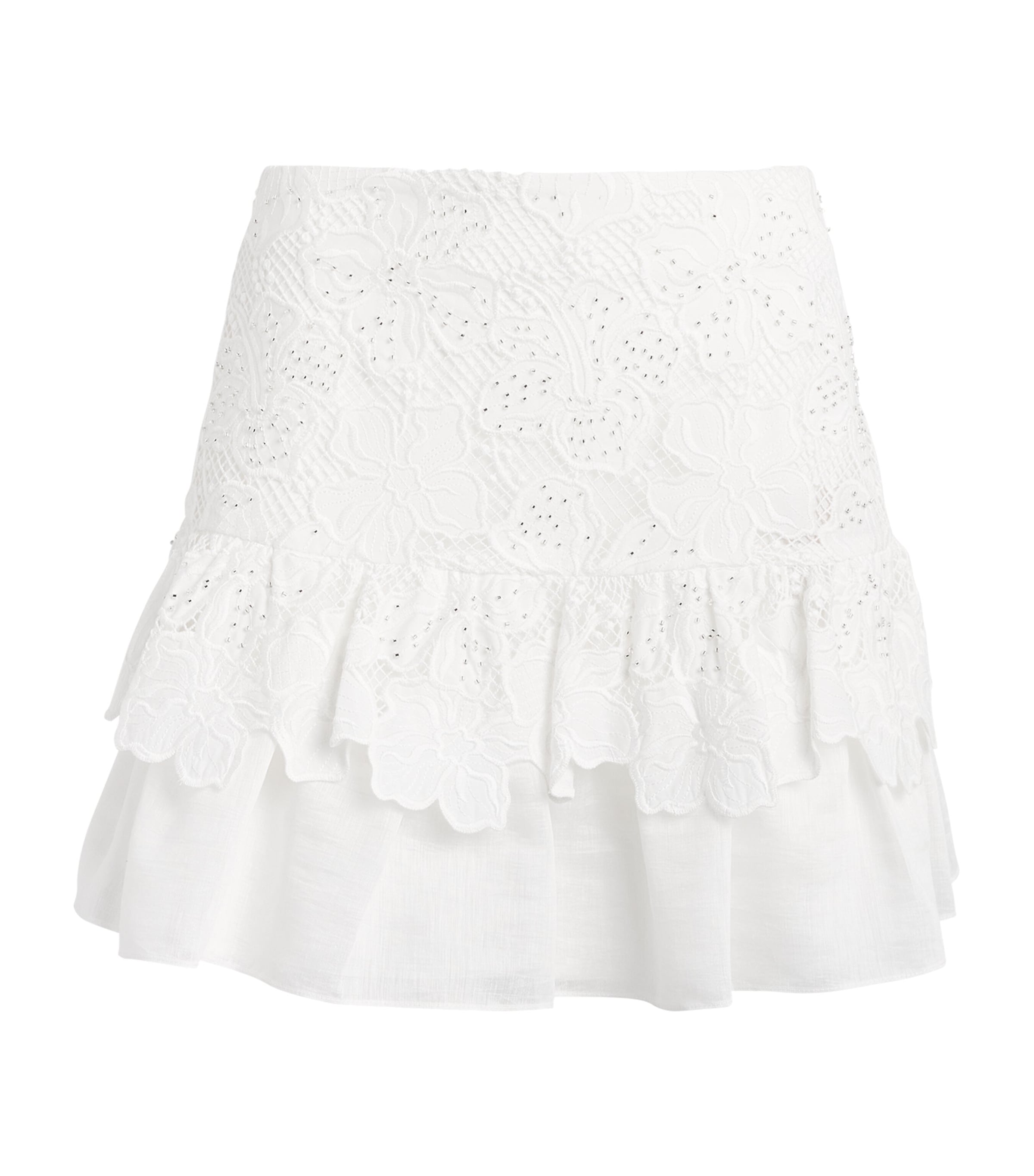Sandro Paris Womens Guipure Lace Mini Skirt White Image 1