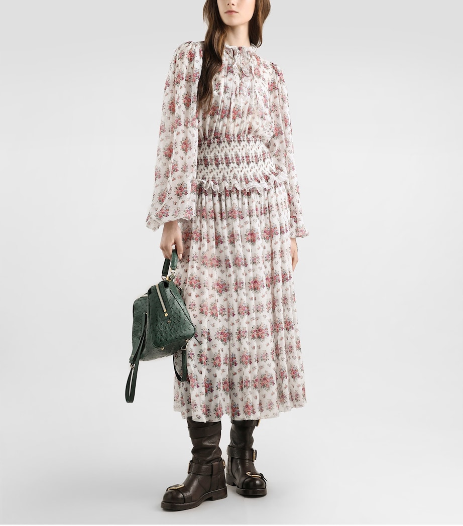Dolce&Gabbana Womens Silk-Blend Floral Midi Dress Mazz Image 2