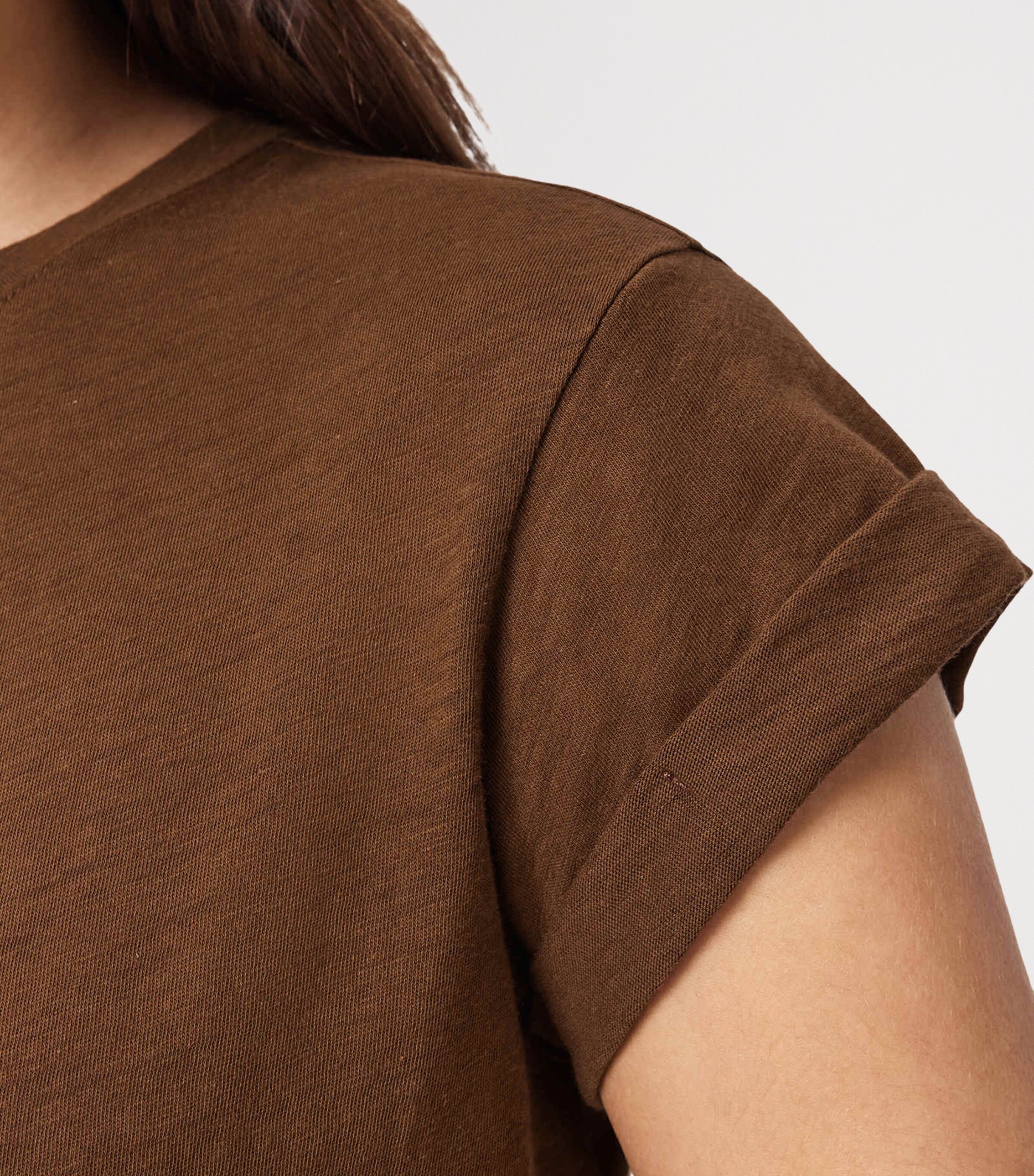 Cotton Slim Anna T-Shirt COGNAC BROWN Image 8