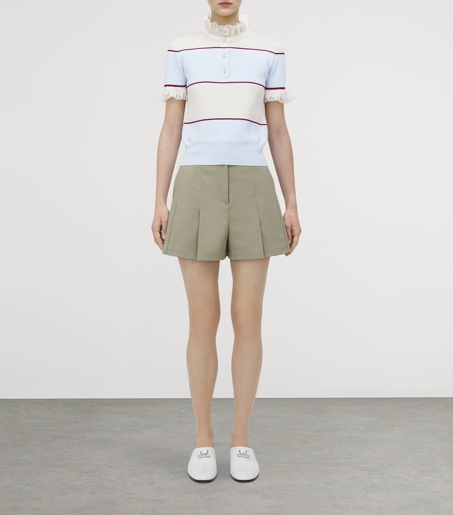 Lace-Trim Stripe Polo Shirt 4332 Image 2