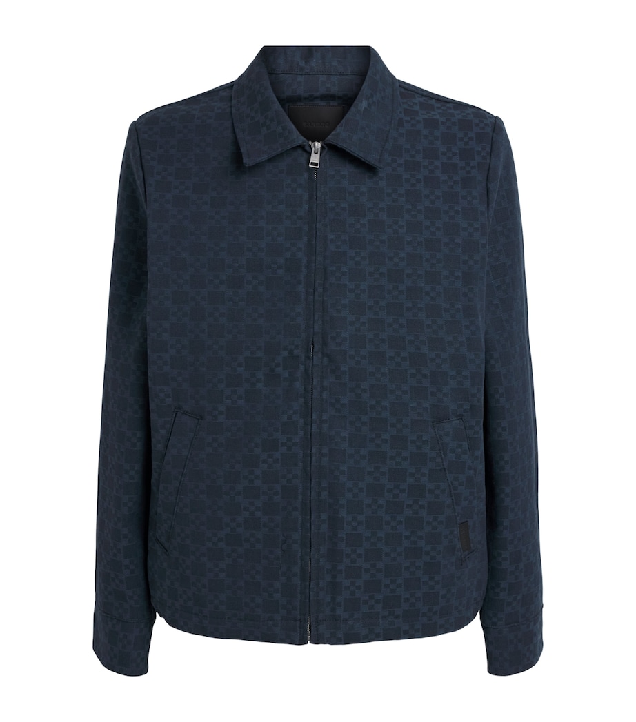 Sandro Paris Mens Jacquard Denim Jacket Navy Blue Image 1