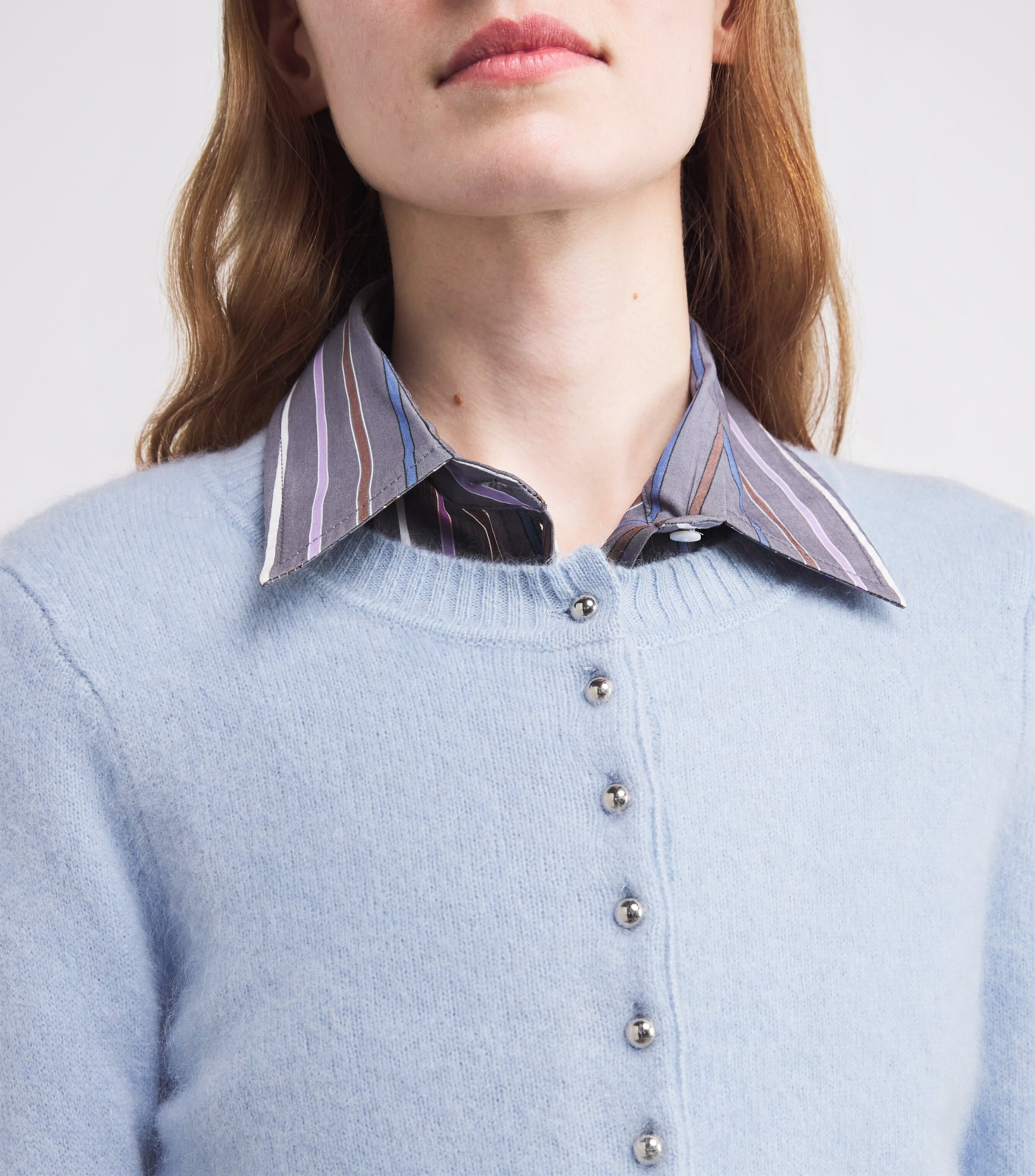 Wool Brushed Cardigan SKY Image 6