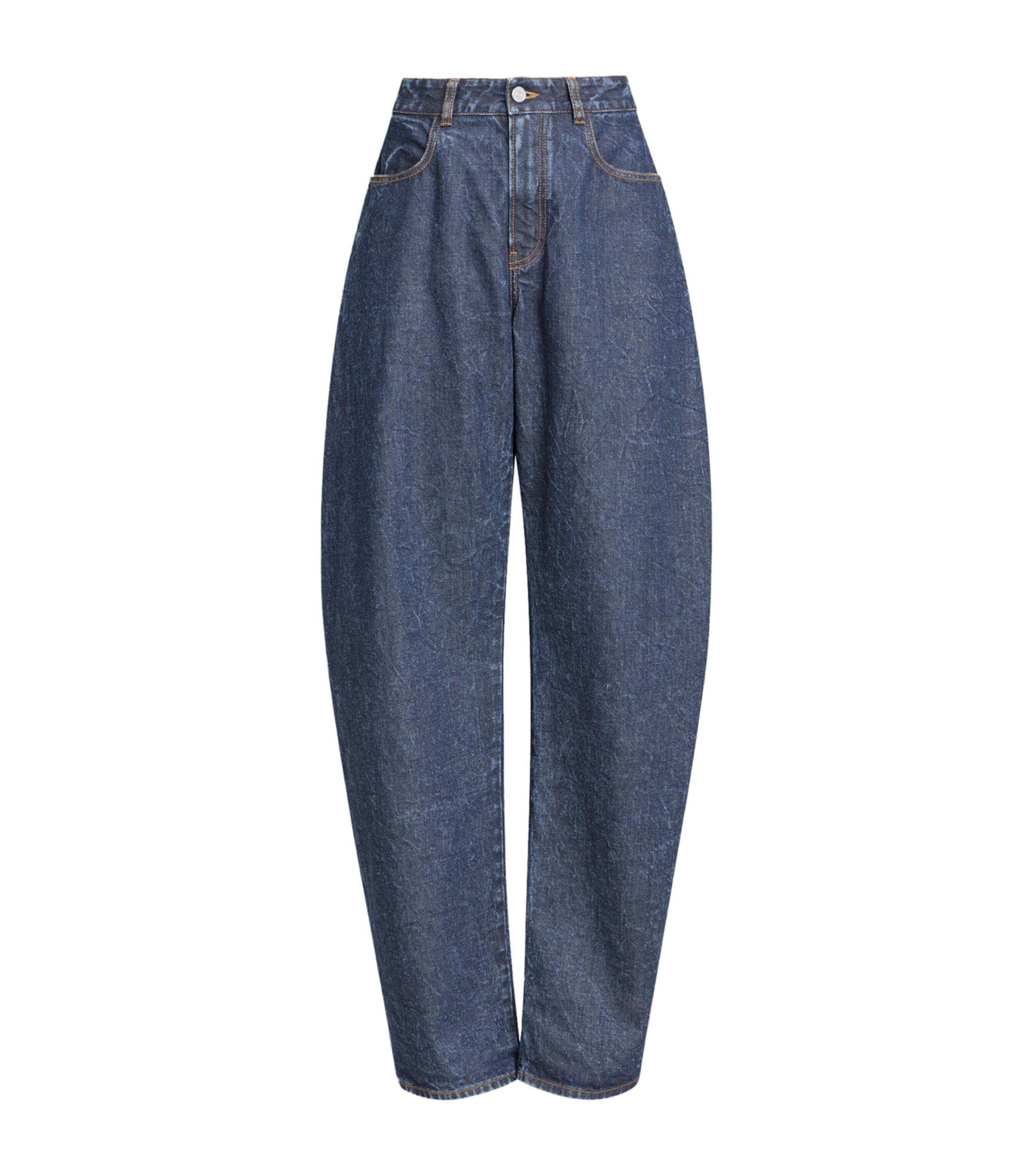 Alaïa Womens Round Low-Rise Wide-Leg Jeans Dock Blue Image 1